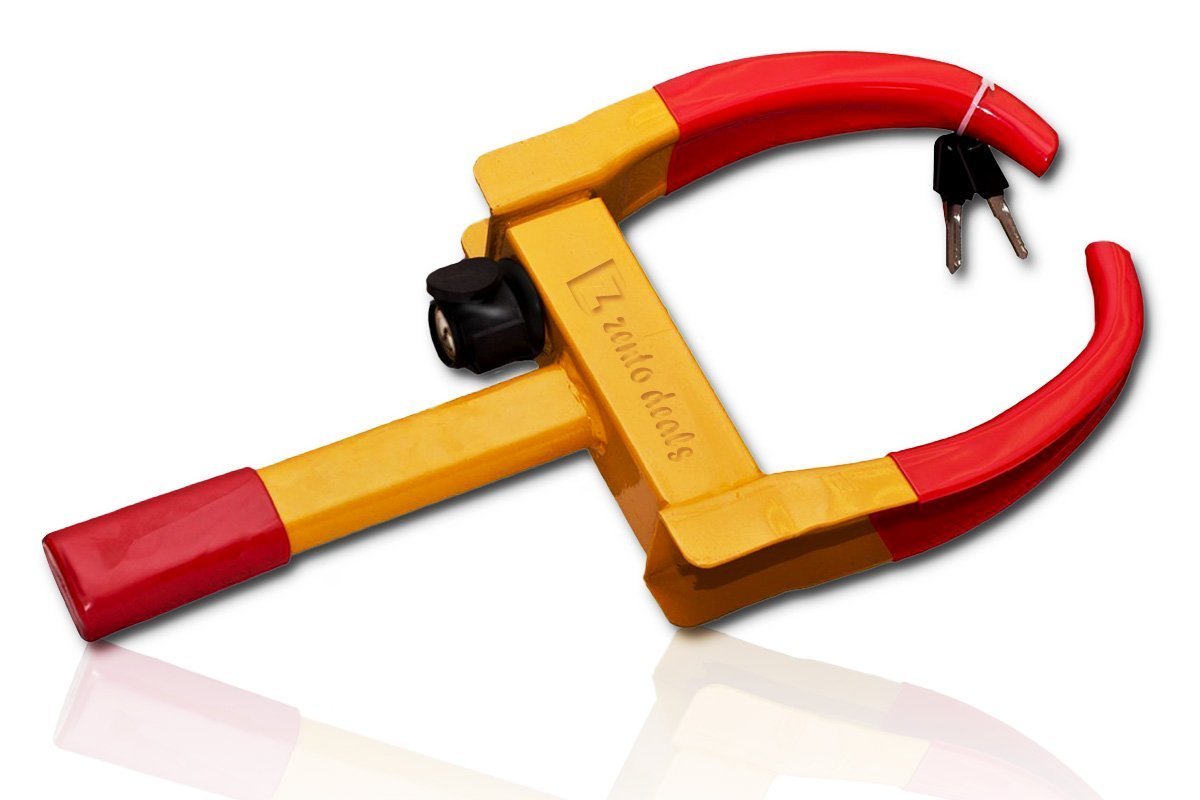 Zento Deals Security Tire Clamp - Heavy Duty Anti- Theft Vehicle Wheel Lock For Car Trailer