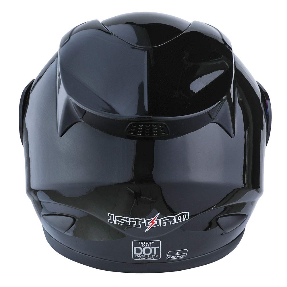 1Storm Motorcycle Bike Full FACE Helmet Mechanic Glossy Black; Size L (57-58 CM; 22.4-22.8 Inch)