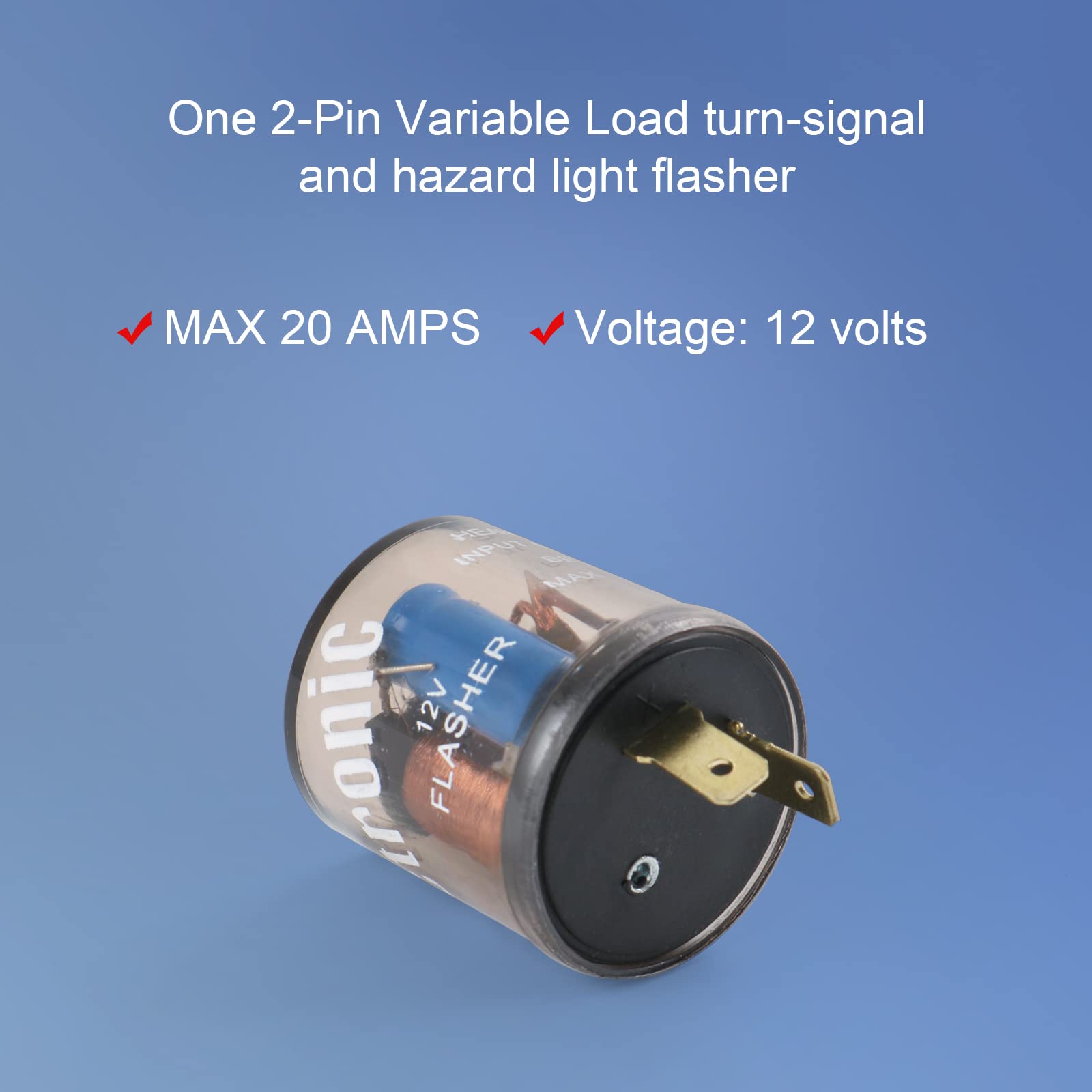LDMINDA 4 Pcs 2 Pin 12V Electronic Turn Signal Flasher Relay 2 Prong Flasher Relay 20 Amps for Universal Automobile Motorcycle B