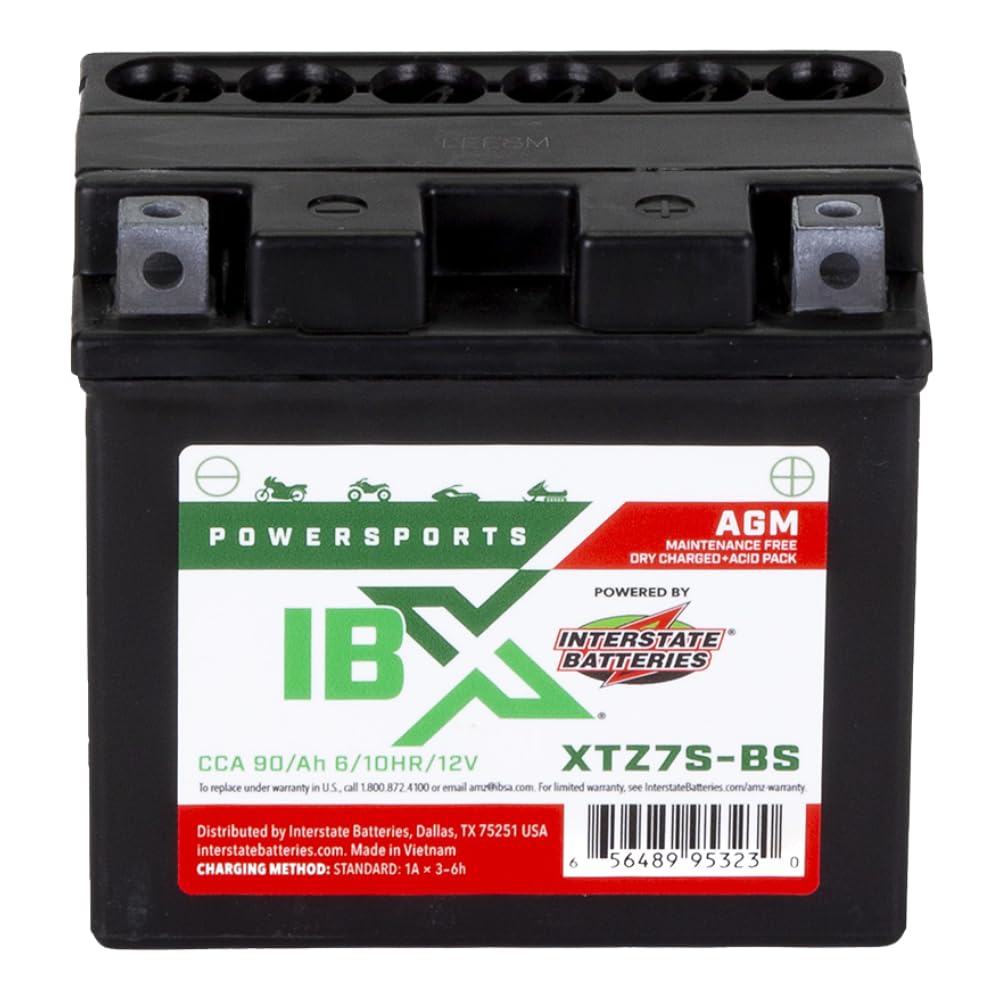 Interstate Batteries Ytz7S-Bs 12V 6Ah Powersports Battery 90Cca Agm Rechargeable Replacement For Honda, Kawasaki, Yamaha Motorcy