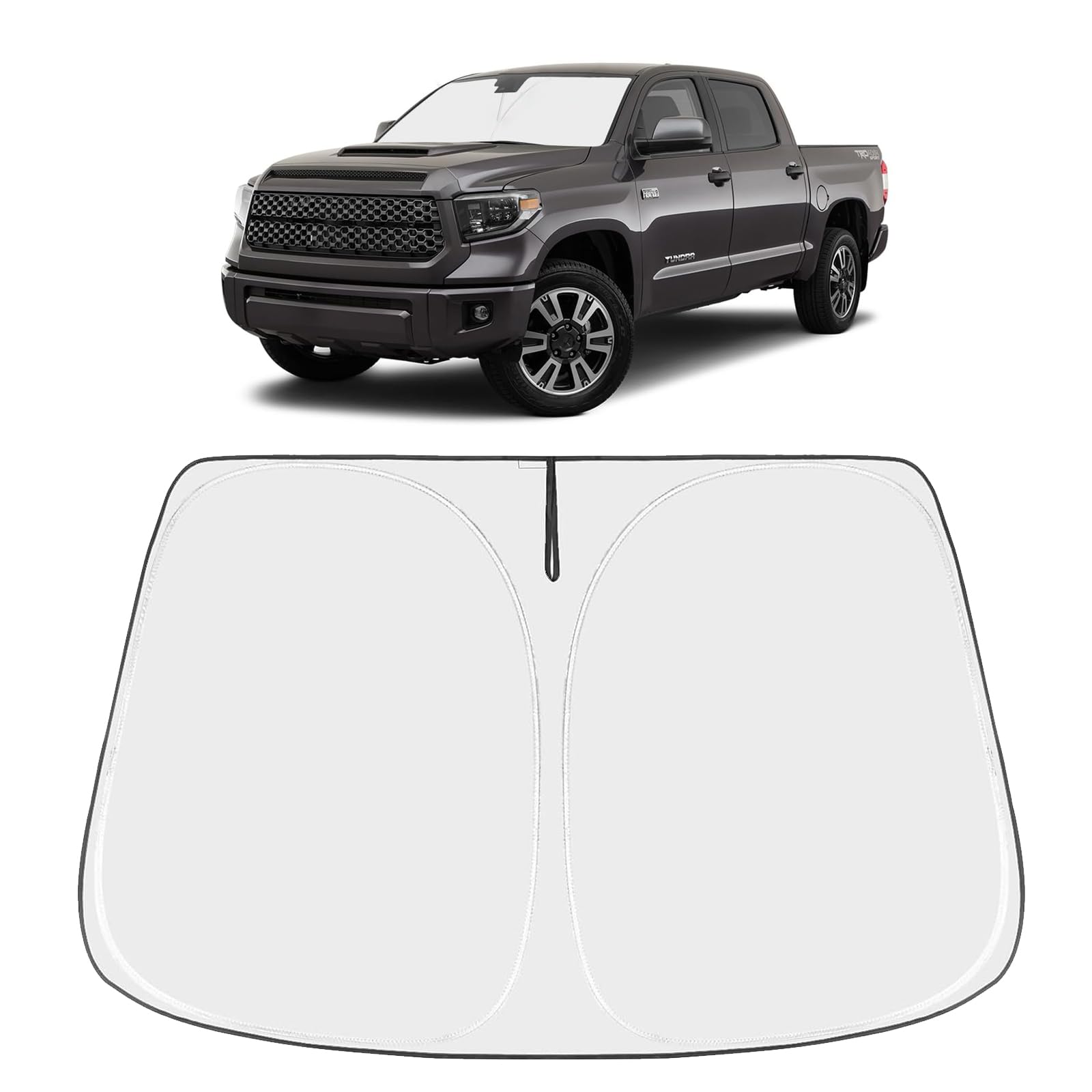 Proadsy 2025 Upgrade Windshield Sun Shade Custom Fit Tundra 2007-2021 4-Layer Foldable Front Sunshade Protector Sun Visor Blocks