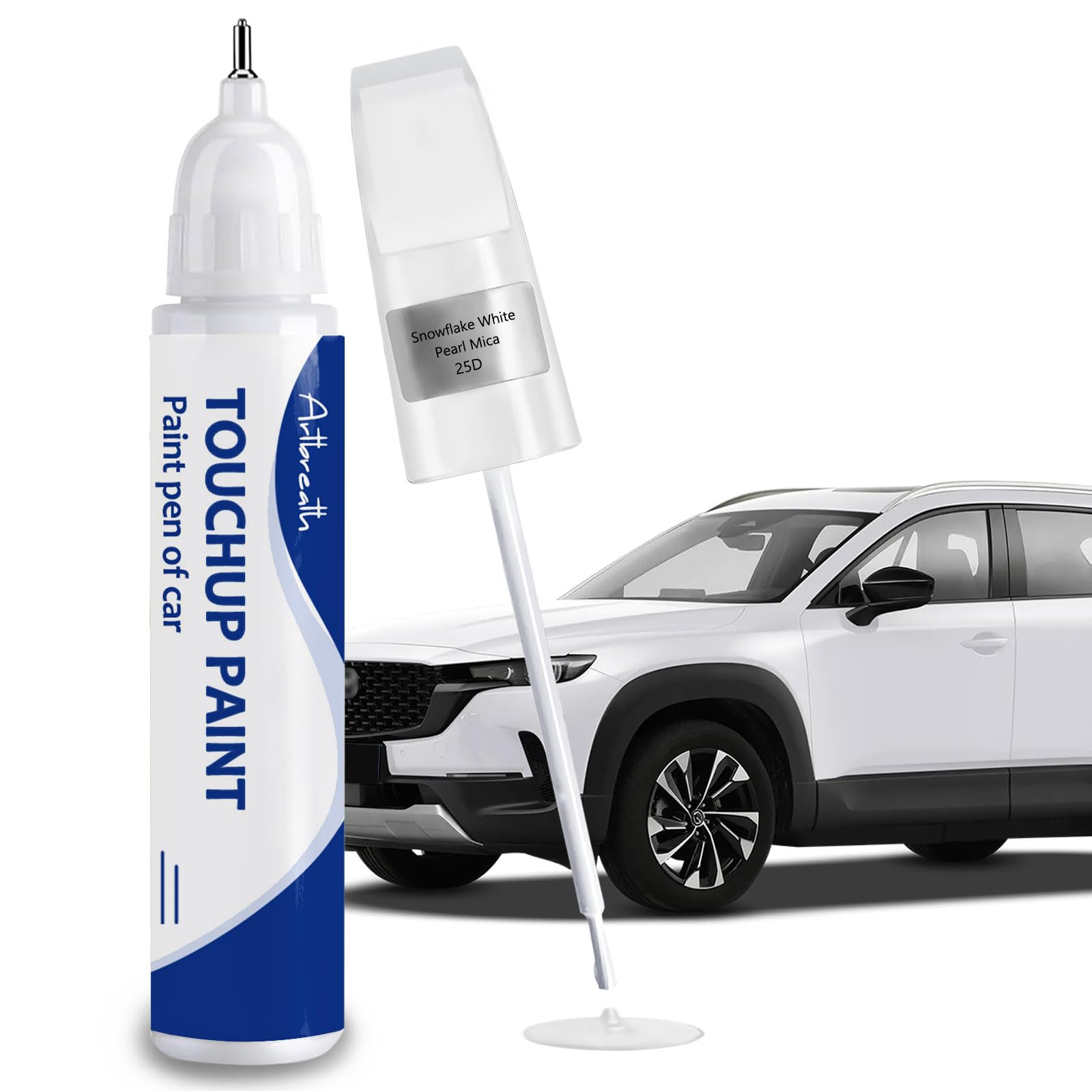 Snowflake White Pearl Mica(25D) Touch Up Paint for Mazda-Exact Match-Chips and Nicks Car Paint Scratch Repair Kit Automotive Pai