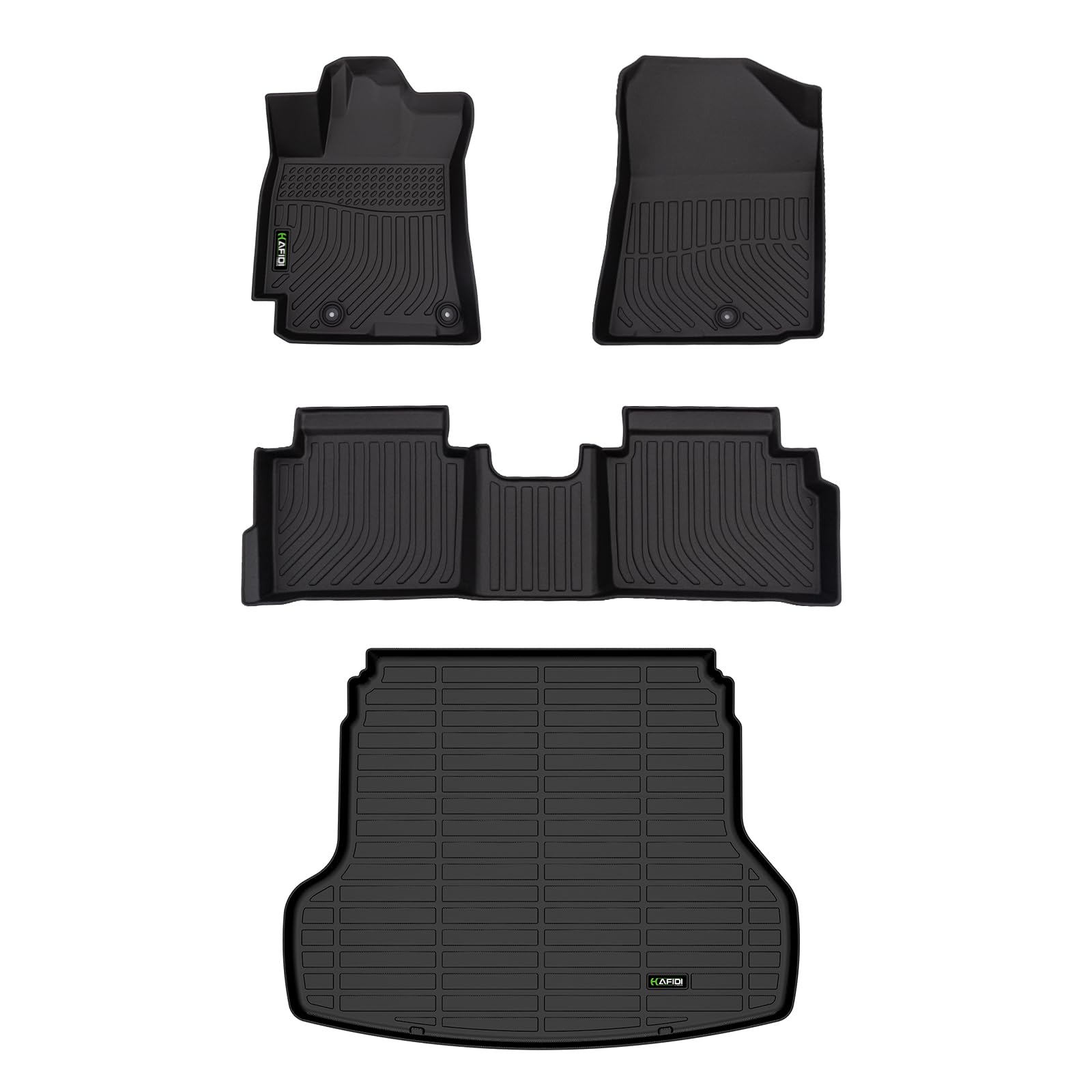 Hafidi® Floor Mats & Cargo Liner Set Fit For 2024-2019 Kia Forte?S | Ex | Fe | Lx | Lxs | Gt | Gt-Line?All Weather Protection Tpe Anti-Slip Automotive Full Set Floor Liners Custom Accessories - Black