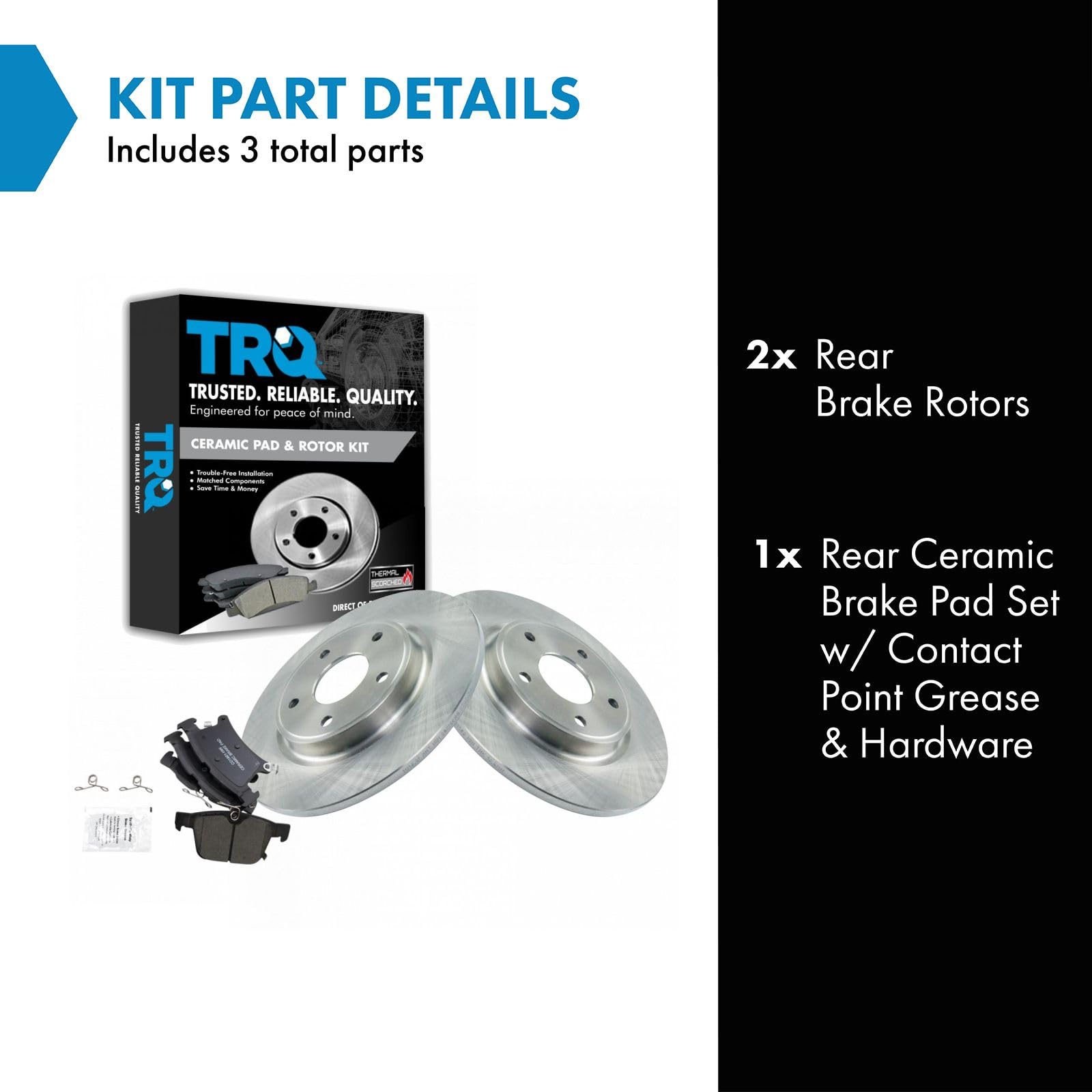 TRQ Rear Brake Pad & Rotor Kit Brake Pads Brake Rotor Ceramic Compatible with 2017-2019 Chrysler Pacifica