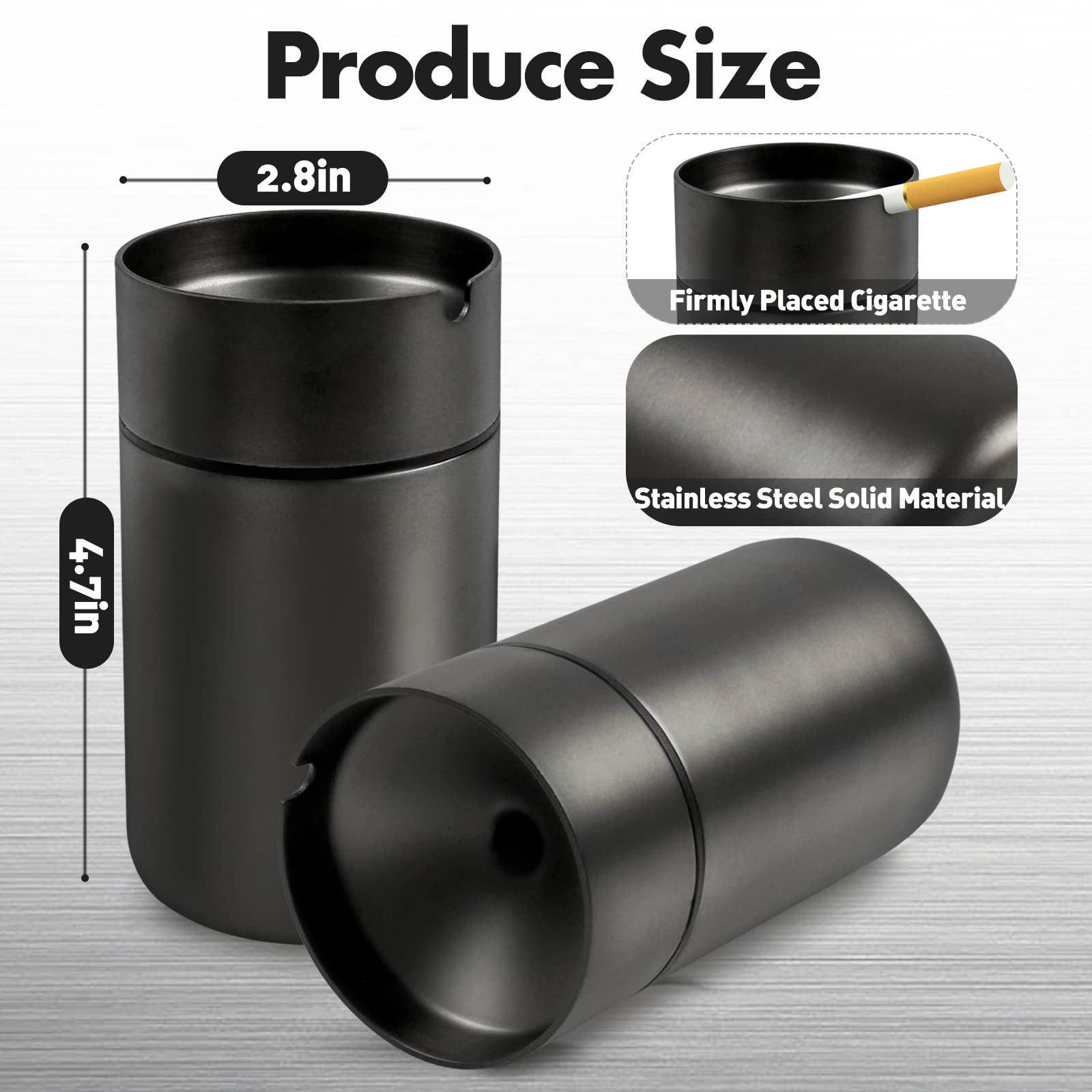 Jocha Car Ashtray Smell Proof Stainless Steel Portable Smokeless Detachable Windproof Self Extinguishing Butt Bucket Ash Tray Fo