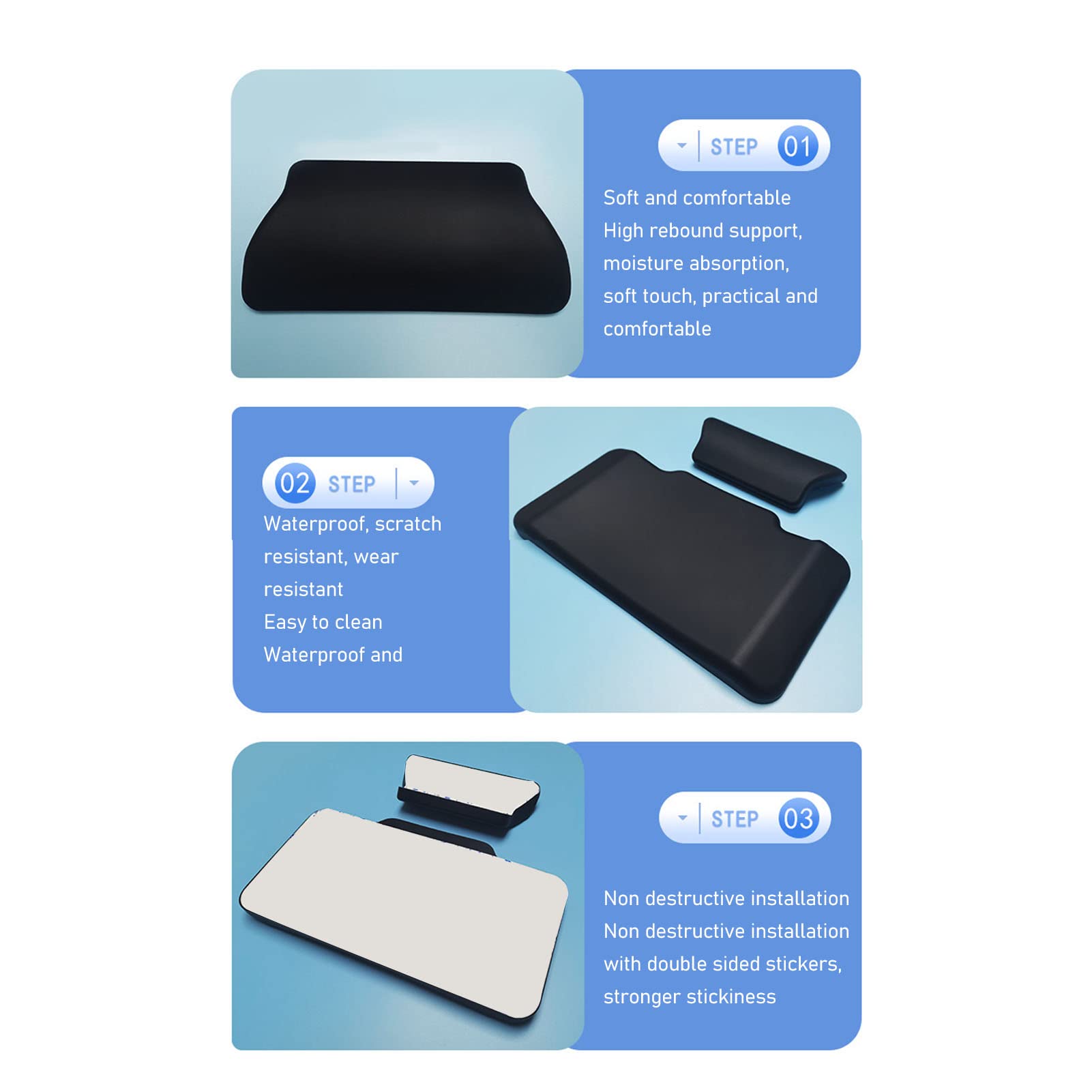 Motorcycle Passenger Backrest, Kimiss 3Cm Thickness Tail Box Passenger Backrest Support Damping Pad Pu Leather Motorcycle Back Pad