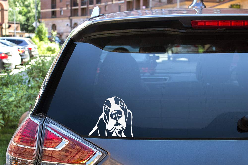 Wirester 6 Inch Clear Vinyl Decal Sticker Decoration For Car Window (Or Any Flat Surface) - Basset Hound Dog