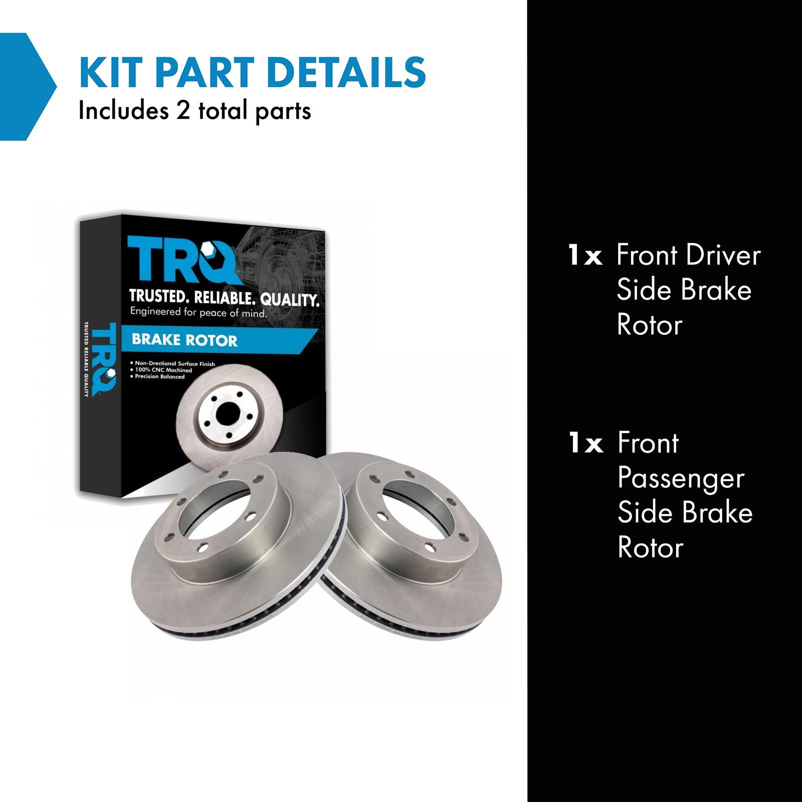 Trq Front Brake Rotors Set Vented Compatible With 2001-2007 Toyota Sequoia 2000-2006 Tundra
