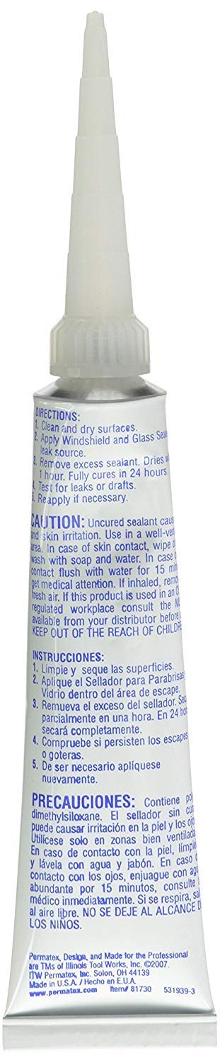 Permatex 4-Pack Flowable Silicone Windshield & Glass Sealer, 1.5 oz, Clear, Waterproof