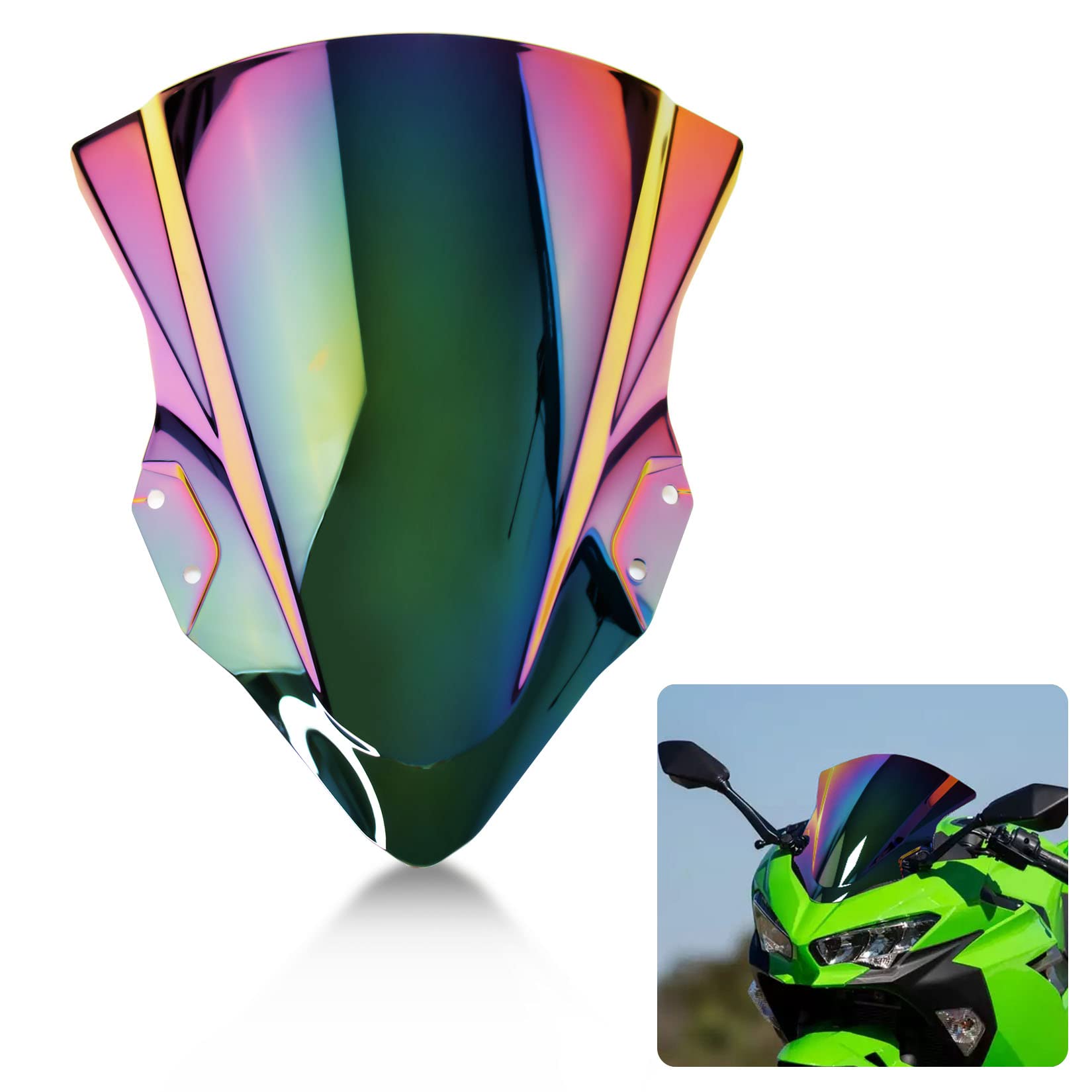Psler Windshield Windscreen Double Bubble For Ninja 250 400 Ex400 2018 2019 2020 2021 2022 2023 (Colorfula)