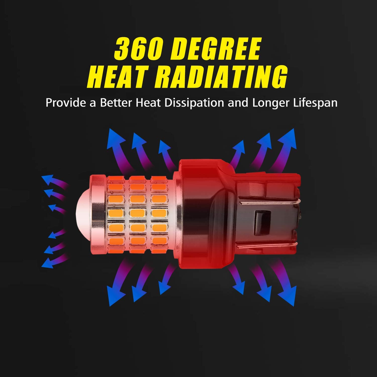 Auxlight 7440 7441 7443 7444 T20 992 W21W Led Bulbs Amber Yellow, Ultra Bright 57-Smd Led Replacement For Blinker Lights, Turn Signal/Parking Or Running Lights, Brake/Tail Lights (Pack Of 2)