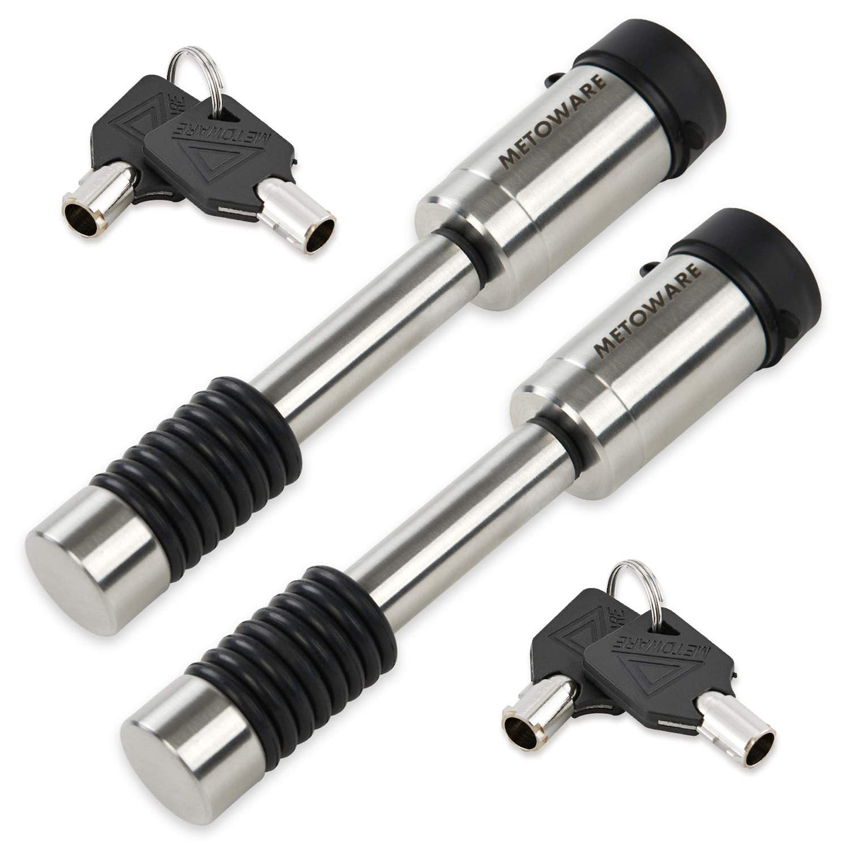 Metoware Trailer Hitch Lock, Stainless Steel Trailer Receiver Hitch Lock With 5/8'' Dia 3-1/2    Locking Pin And 8 Anti-Rattle R