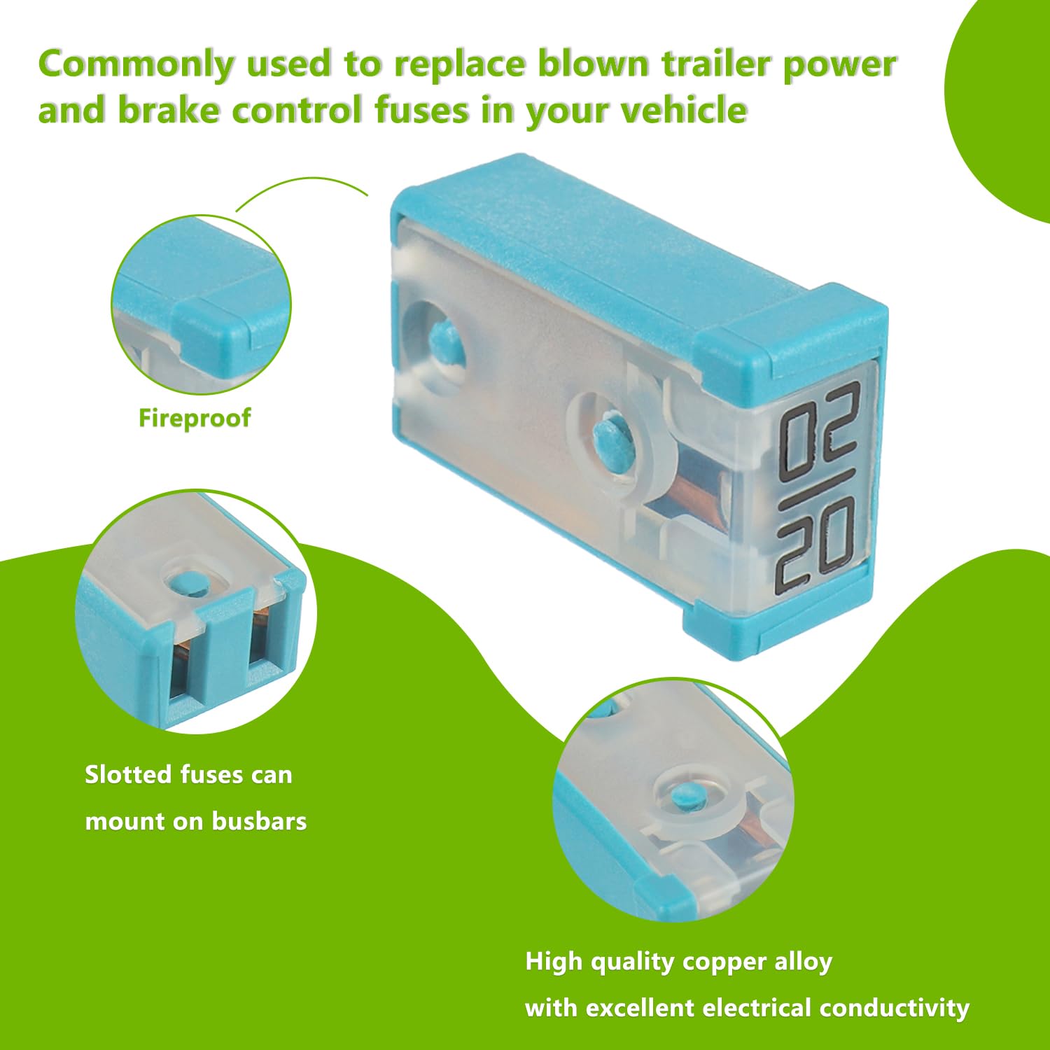 EPLZON 20A 32V Mini Automotive MCASE Shaped Cartridge Fuse Kit(Pack of 6pcs,20A)