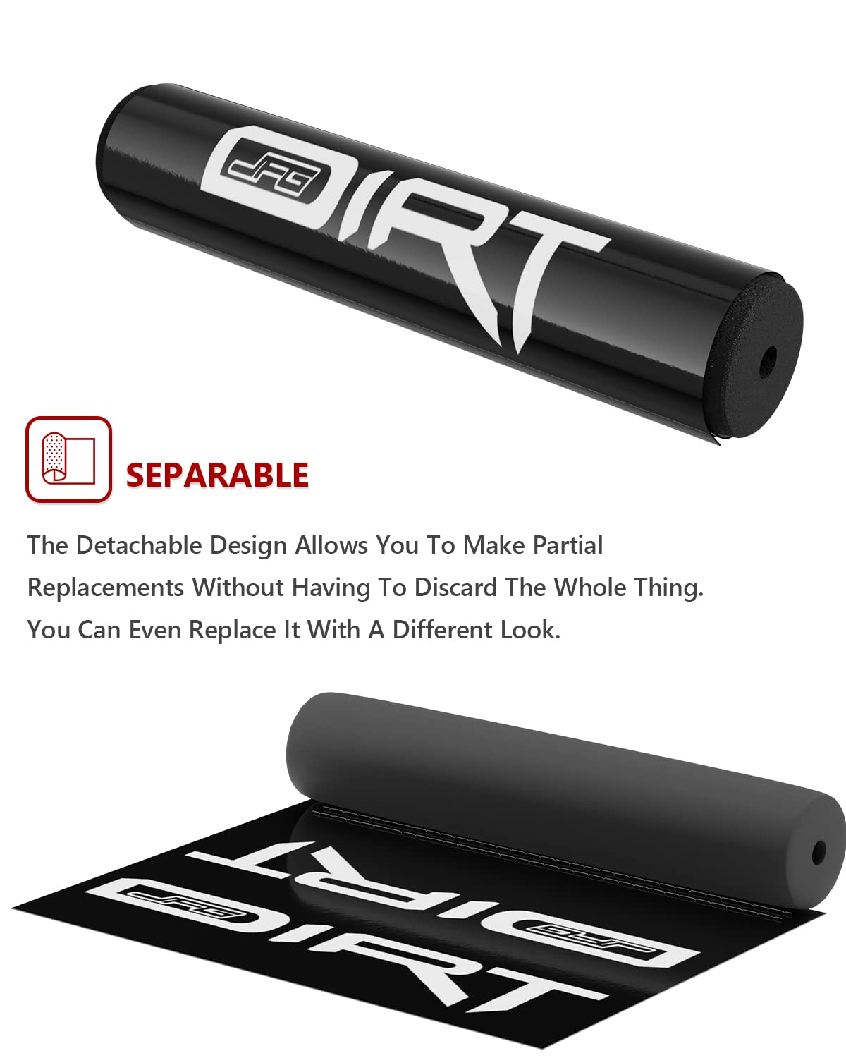 Jfg Racing Dirt Bike Handlebar Pad 7.87'' Motorcycle Cross Bar Round Pad Kit Compatible To Most Dirt Bike Motocross Black