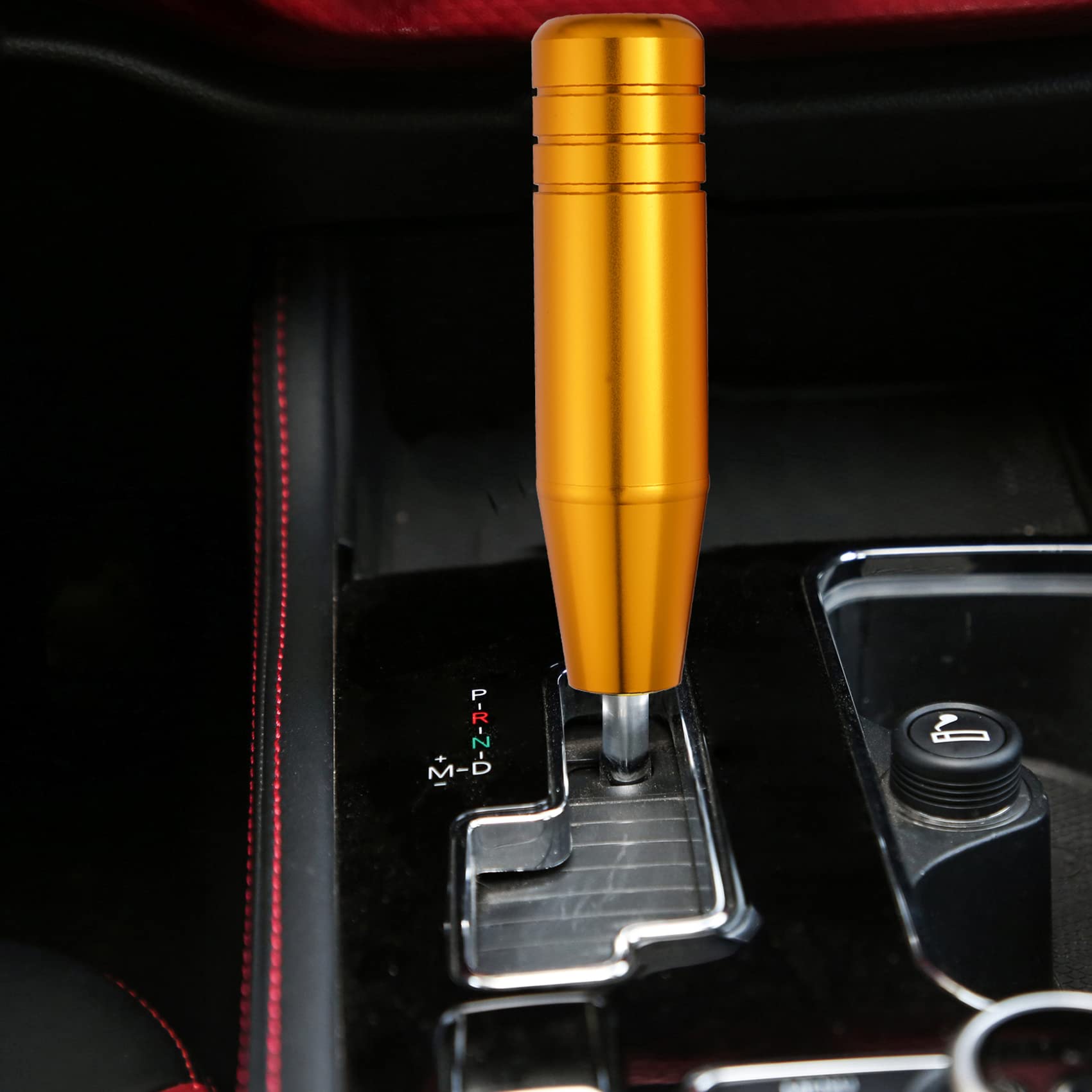 Abfer 5'' Heavy Weighted Shifter Knob, Aluminum Alloy Car Gear Lever Stick Shift Handle Fit Most Automatic Manual Vehicle (Gold)