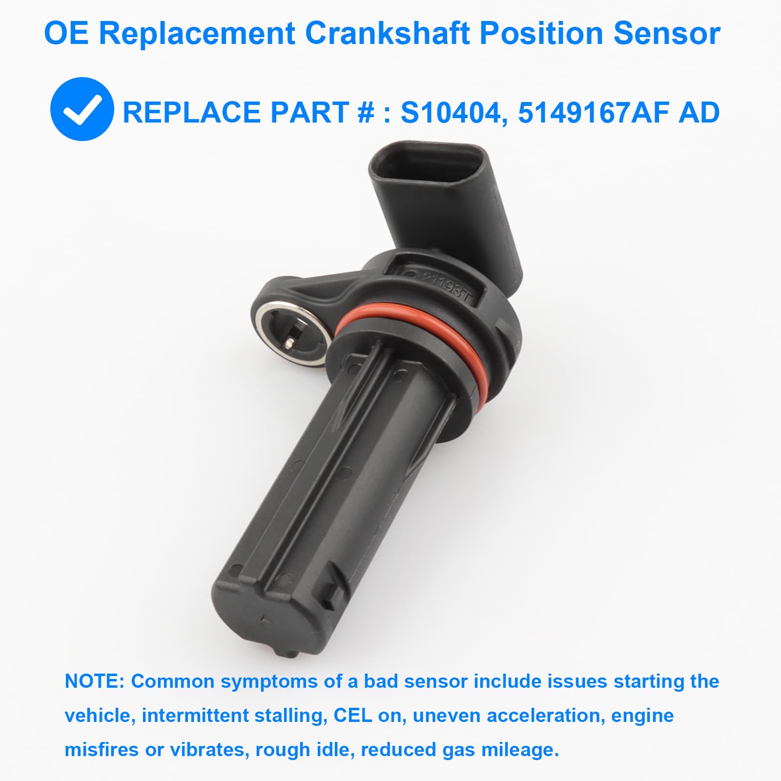 Crankshaft Position Sensor, Crank Sensor Replace S10404 5149167AF Compatible with Chrysler Dodge Jeep 3.6L - Wrangler JK 300 Tow