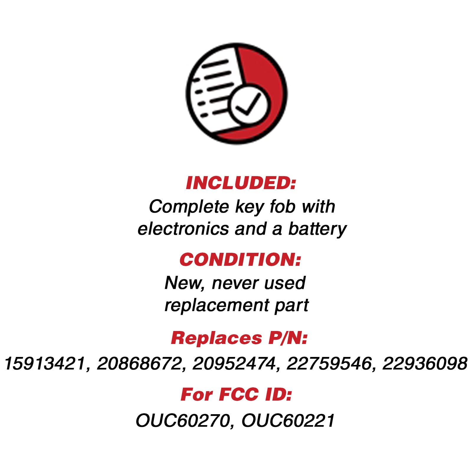 Keylessoption Keyless Entry Remote Control Car Key Fob Replacement 15913421