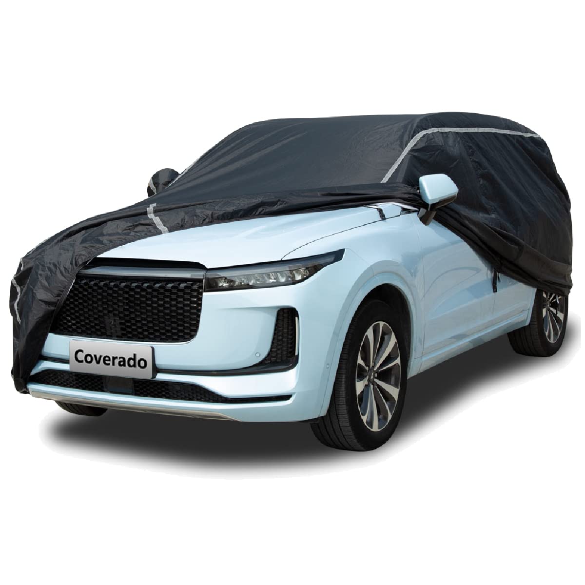 Car Cover Waterproof All Weather Suv - Coverado Black Car Cover Uv Protection With Zipper Door, Cotton Backing Snowproof Hail Protection Windproof, Universal Fit For Suv (206'-215')