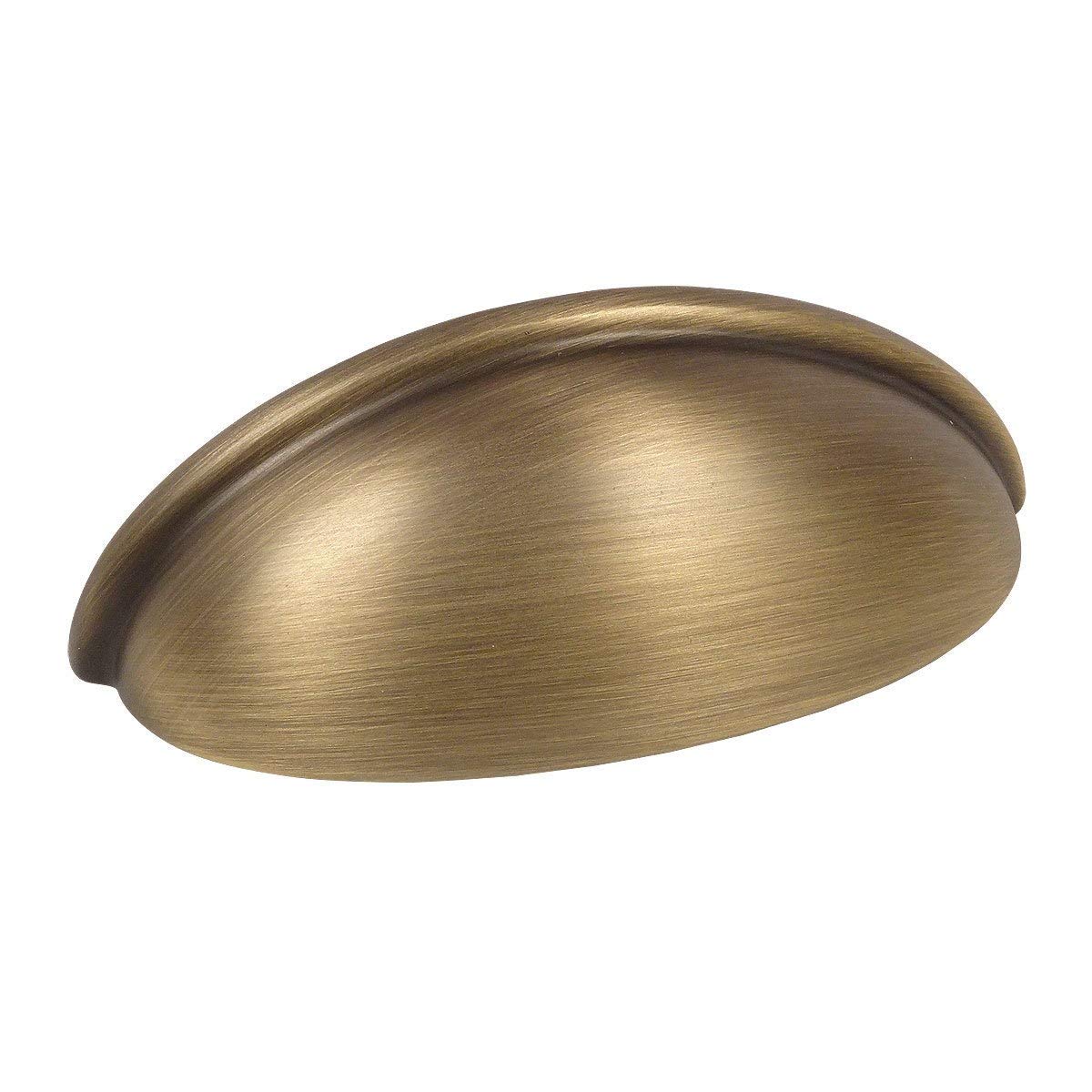 10 Pack - Cosmas 783BAB Brushed Antique Brass Cabinet Hardware Bin Cup Drawer Cup Pull - 3' Inch (76mm) Hole Centers