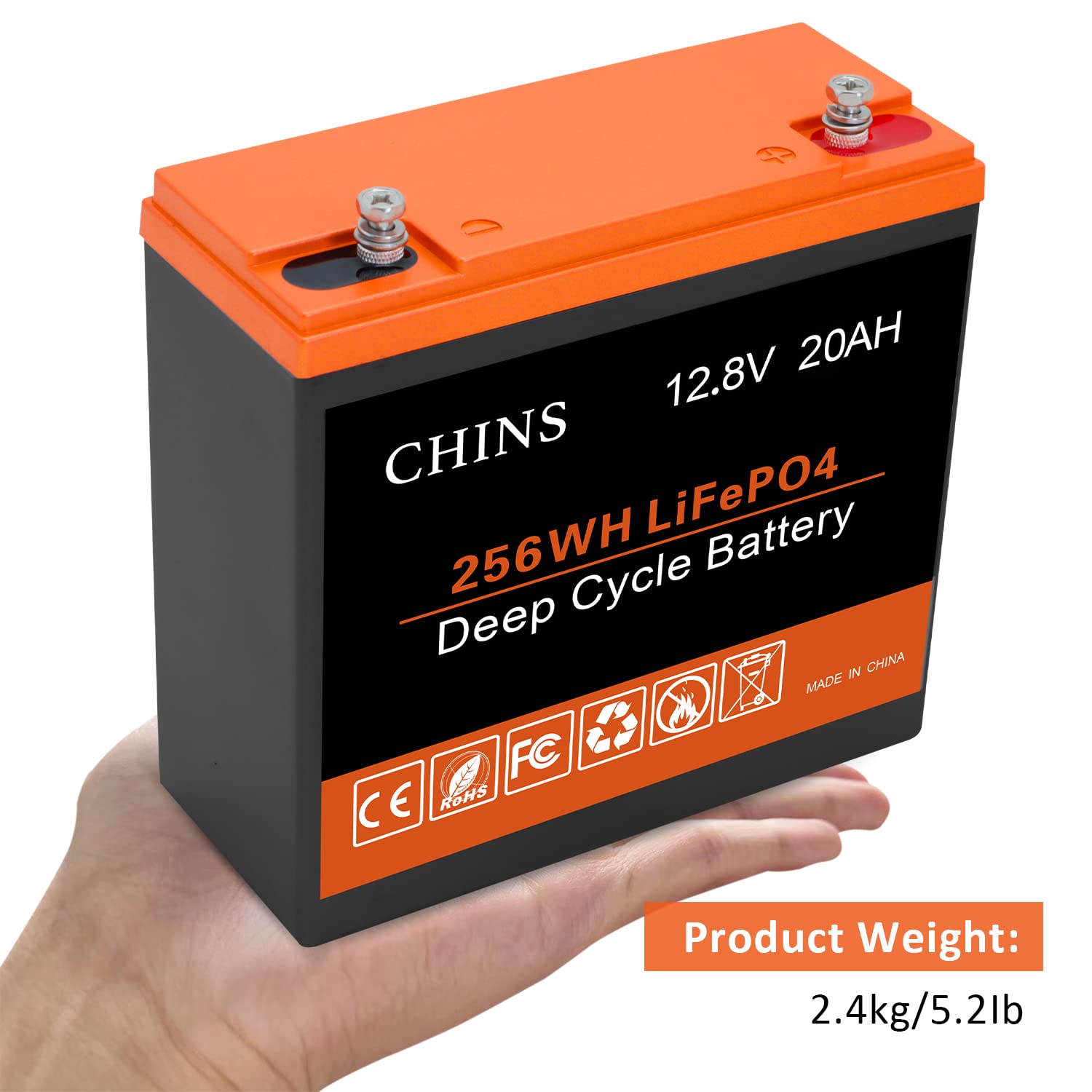 Chins Lifepo4 Battery 12V 20Ah Lithium Battery - Built-In 20A Bms, 2000~5000 Cycles, Perfect For Replacing Most Of Backup Power,
