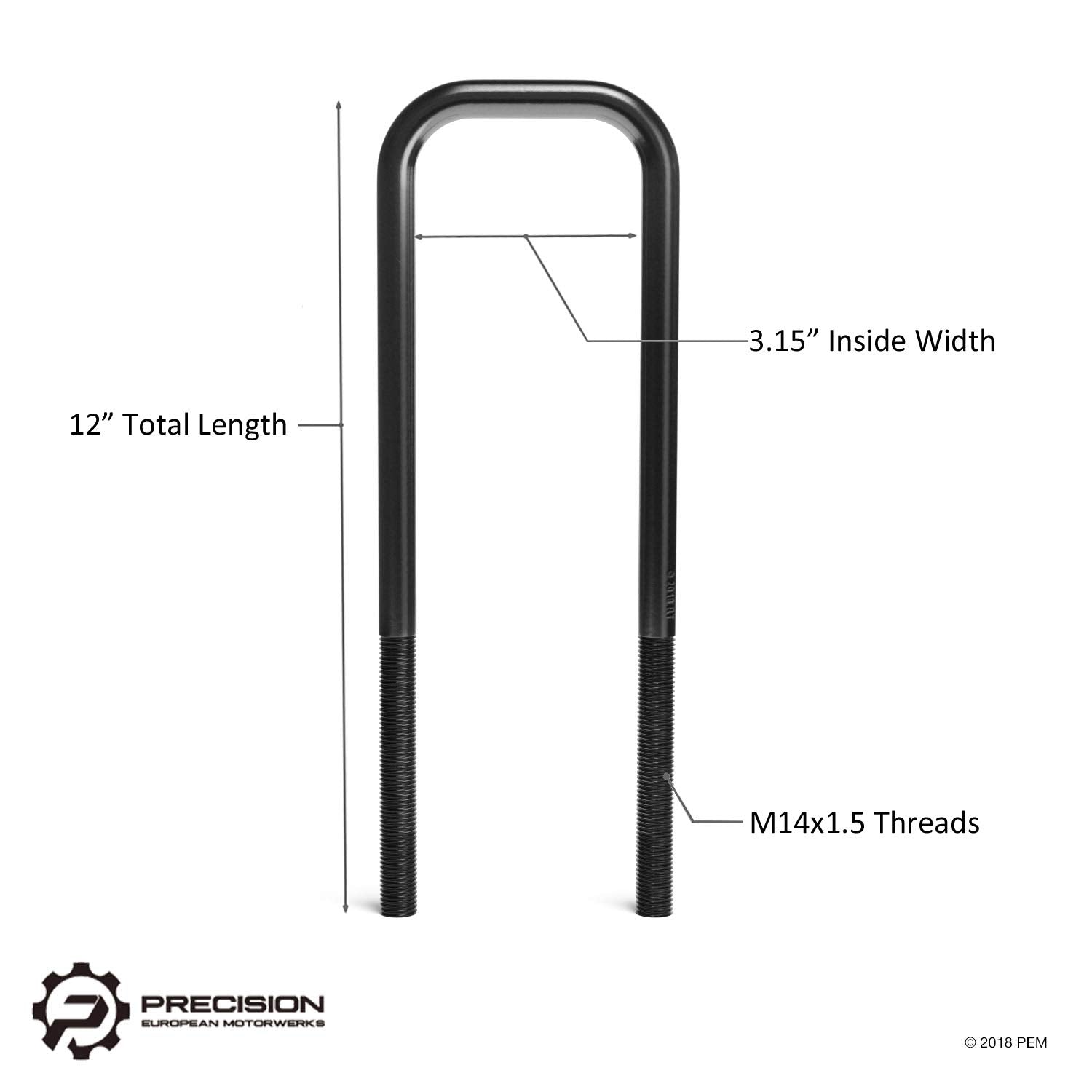 Leaf Spring Axle Extended U-Bolts (Square Bend) Compatible With Ford 1999-2004 F250 F350 Super Duty Excursion 4Wd 4X4-12 Inch Length - 3.15 Inch Width - F-250 F-350 - Black