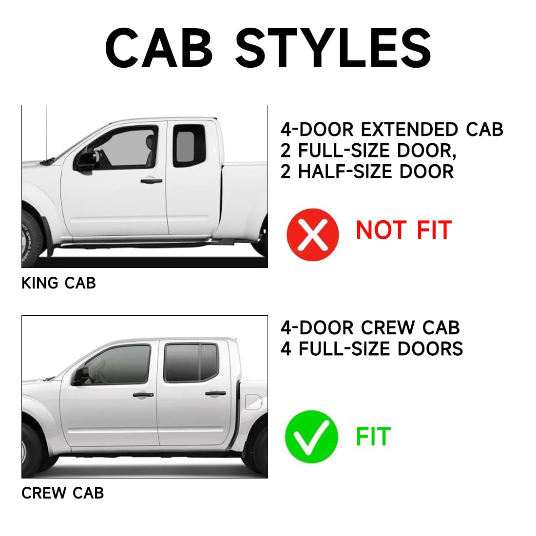 Window Visor Rain Guards Fit for Nissan Frontier Crew Cab 2005-2021 Trucks, Outside Mount Vent Deflector, Smoke Tinted Side Wind