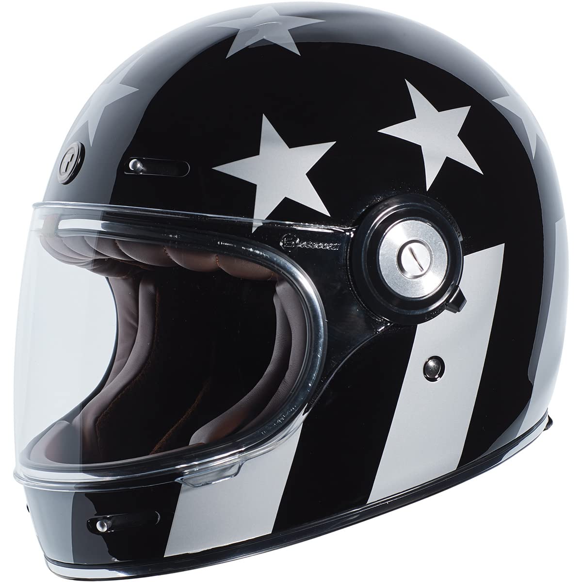 Torc T1 Unisex-Adult Retro Full-Face-Helmet-Style Motorcycle (Captain Vegas Gloss Black, Medium)