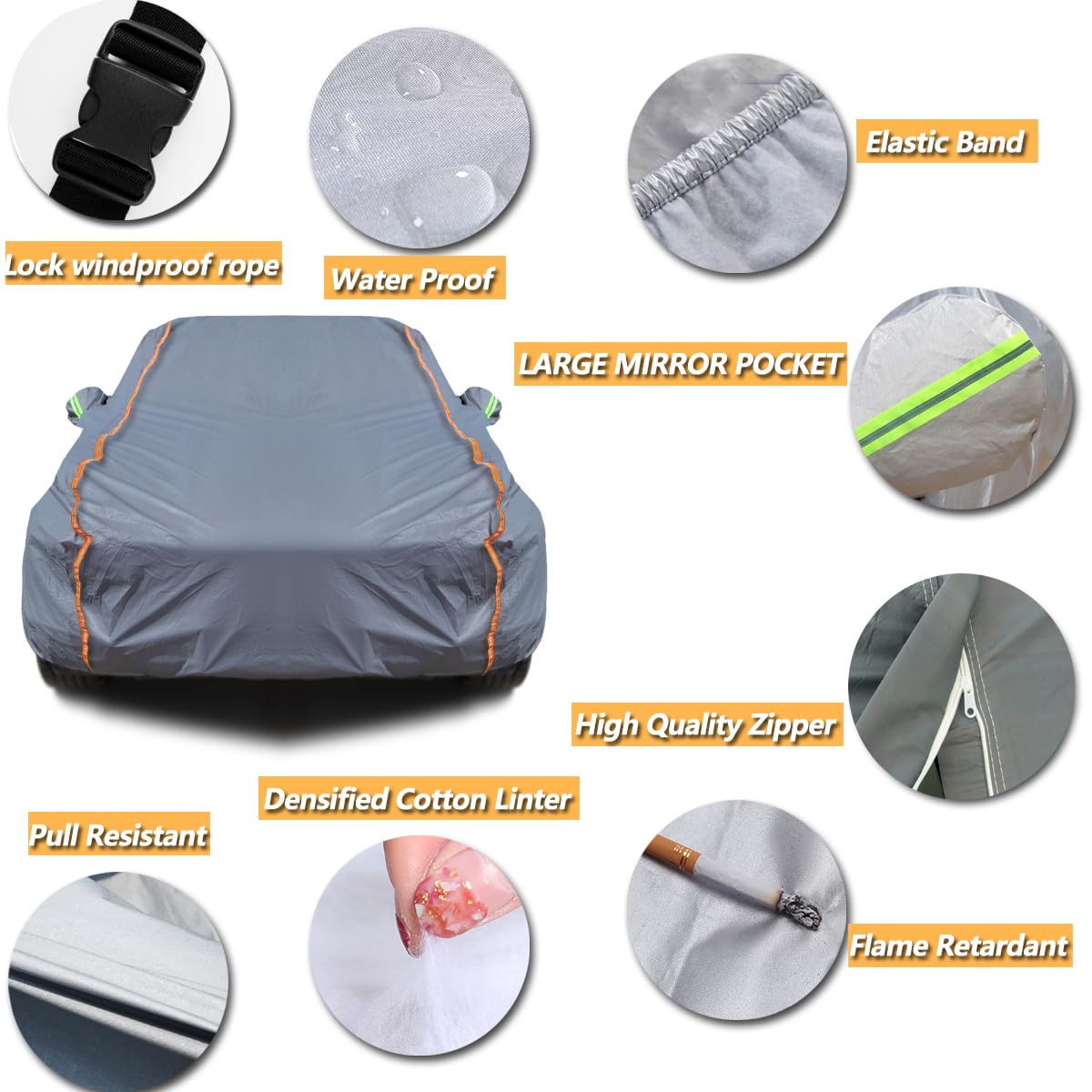 Tucarest 6-Layers Peva Premium Full Car Cover Fit For Suvs Mpv Pickup Sedan Hatchback Rain And Snow Protection, Sun Protection,