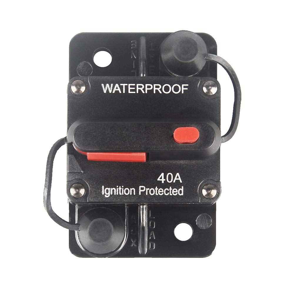 Wohhom 40 Amp Circuit Breaker With Manual Reset 12V-36V Dc Waterproof Surface Mount For Car Audio Rv Marine Boat Truck Trolling