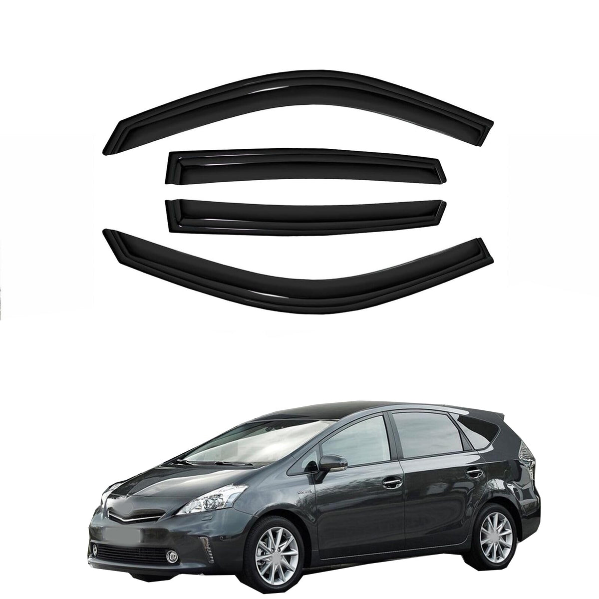 Gldifa 4Pc Sun Rain Guards Window Visor Wind Deflector Compatible With Toyota Prius Xw20 06-09 Dark Smoke 94963