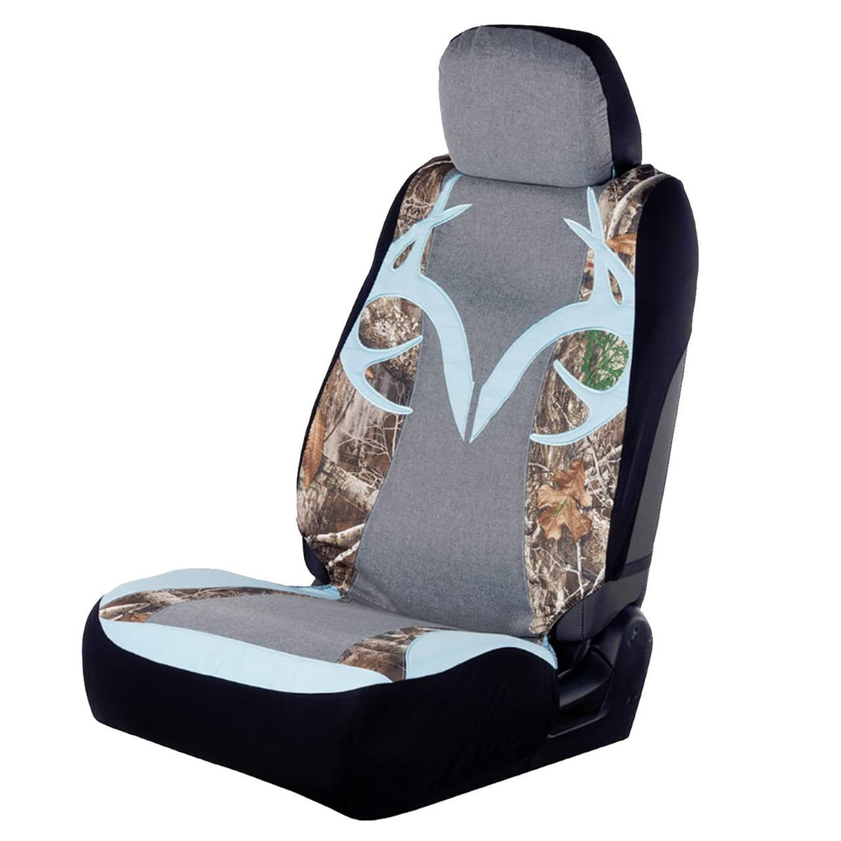 Realtree Camo Sadie Low Back Seat Cover, Edge/Ice Blue, Single For Cars, Suv And Trucks