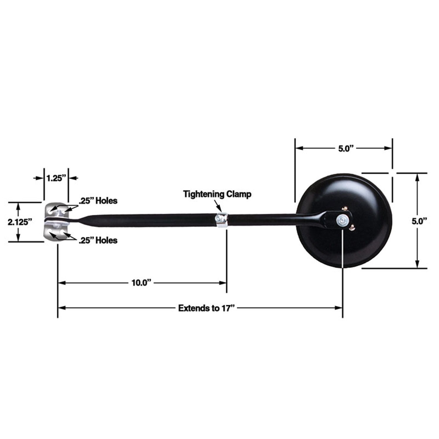 Cipa 49704, 5" Round Cj2A, Cj3A, Cj3B, Cj5, Cj6" , Black