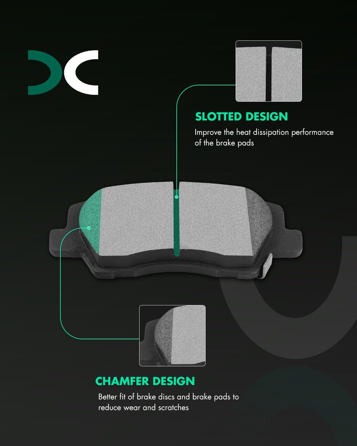Scitoo Rear Disc Brake Pad Set 4Pcs W/Hardware Fit For Cadillac For Ats 2013-2018,For Cadillac For Cts 2014-2019