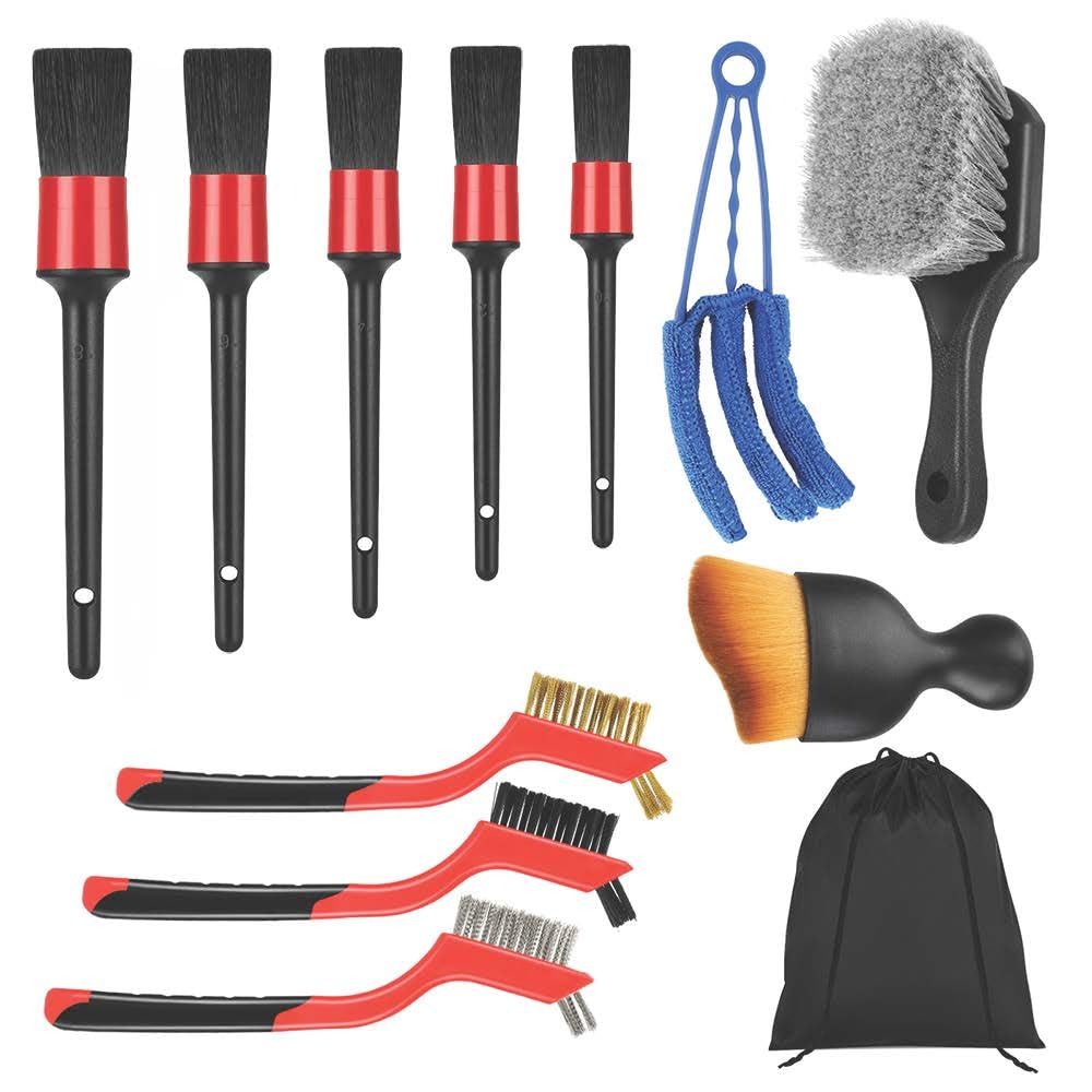 Aptleou Car Detailing Brush Set, 11Pcs Car Detailing Kit Includes Car Interior Detailing Brushes, Car Wheel & Tire Brush For Rim
