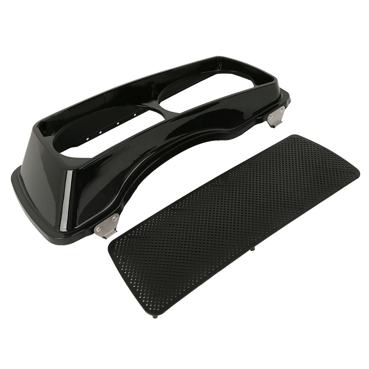 Xmt-Moto Vivid Black Hard Saddlebag Lids W/Dual 6 X 9 Inch Speaker Grilles For 1993-2013 Harley Davidson Touring Road Glide Fltrx Electra Glide Flht Road King Flhr Street Glide Flhx Models