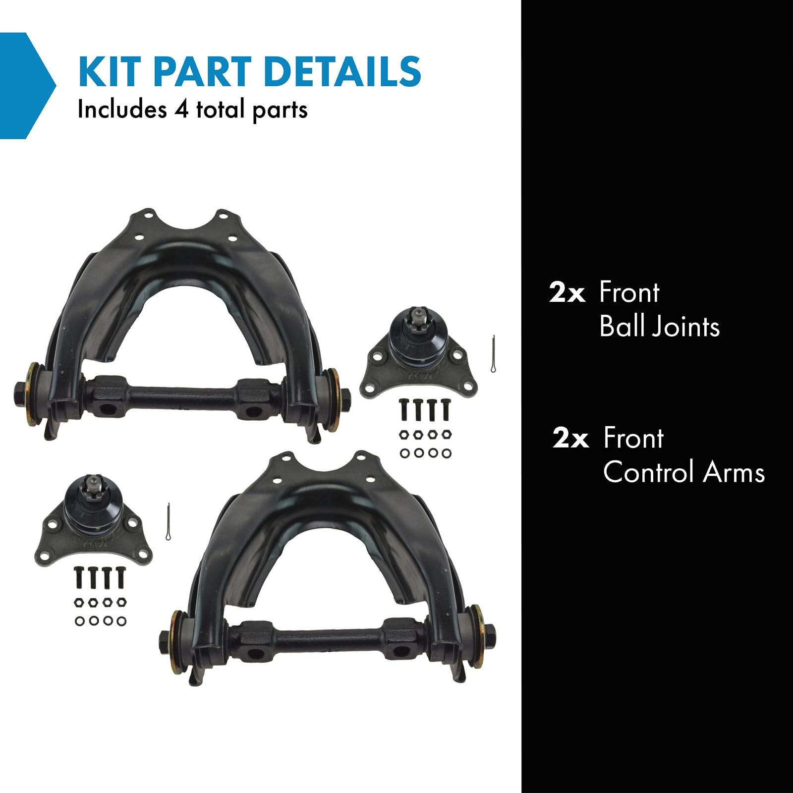 TRQ Front Upper Control Arm with Ball Joint Set Compatible with 1989-1995 Toyota Pickup 1993-1998 T100
