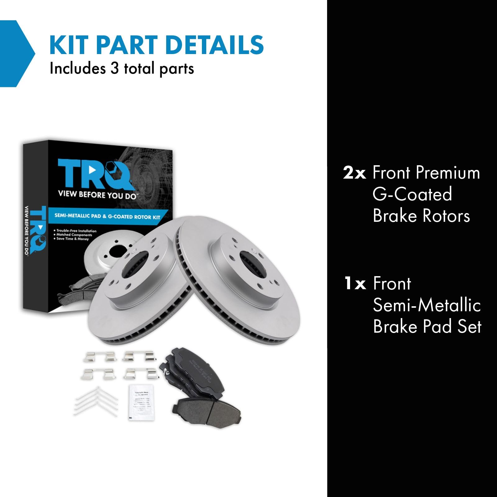 Trq Front Brake Pad & Rotor Kit Brake Pads Brake Rotor Semi-Metallic Premium G-Coated Compatible With 2016-2018 Honda Civic
