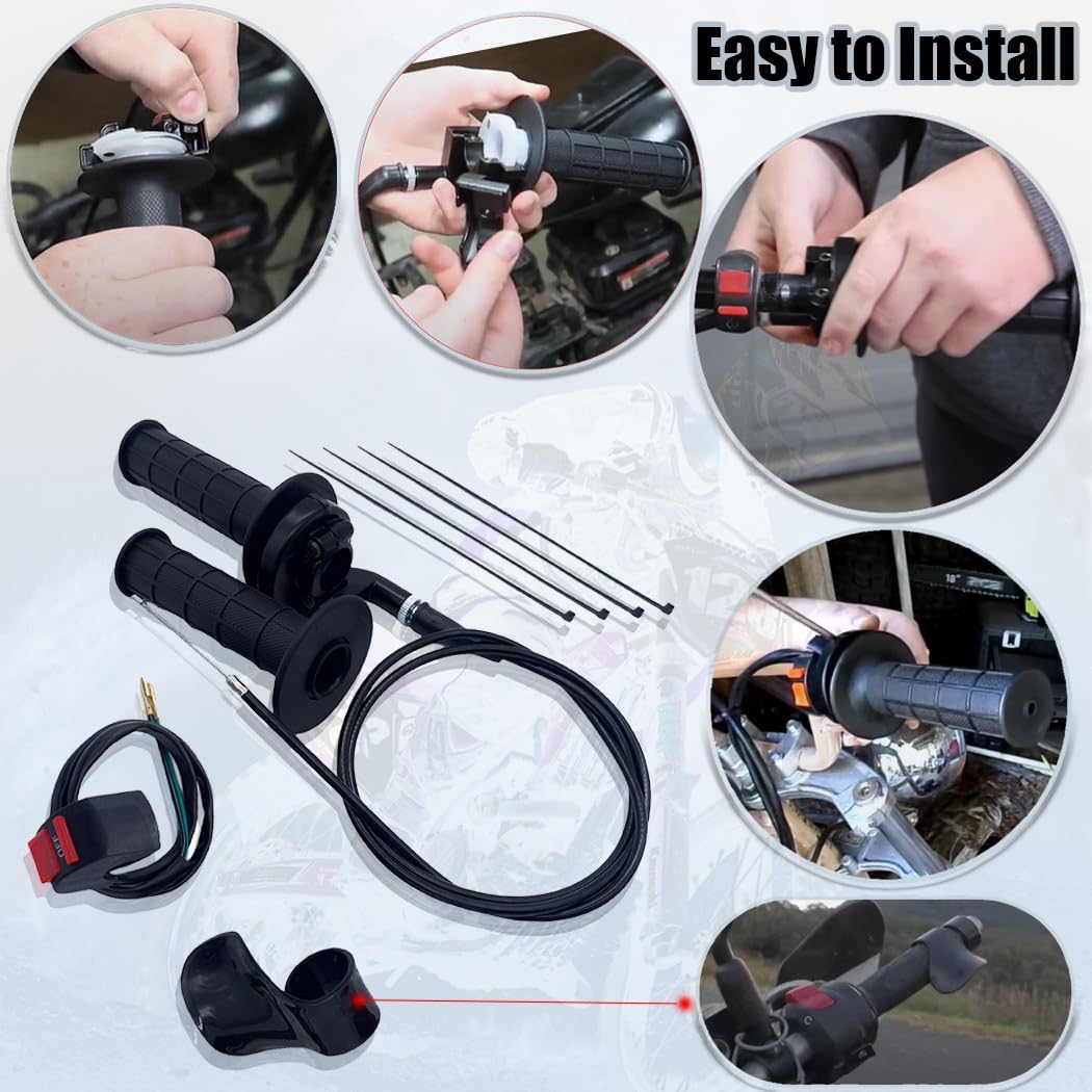 Aniro Moto New Sets Mini Bike 22Mm Twist Throttle Accelerator Handle Grips Assembly Fits For Most Of 50Cc 90Cc, 110Cc 125Cc 140C