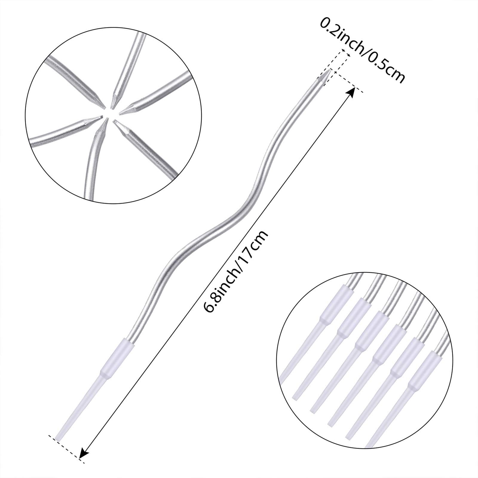 12 Twisted Birthday Candles Spiral Cake Candles Metallic Cupcake Cake Candles Thin Long Cake Candles With Holders (Silver)
