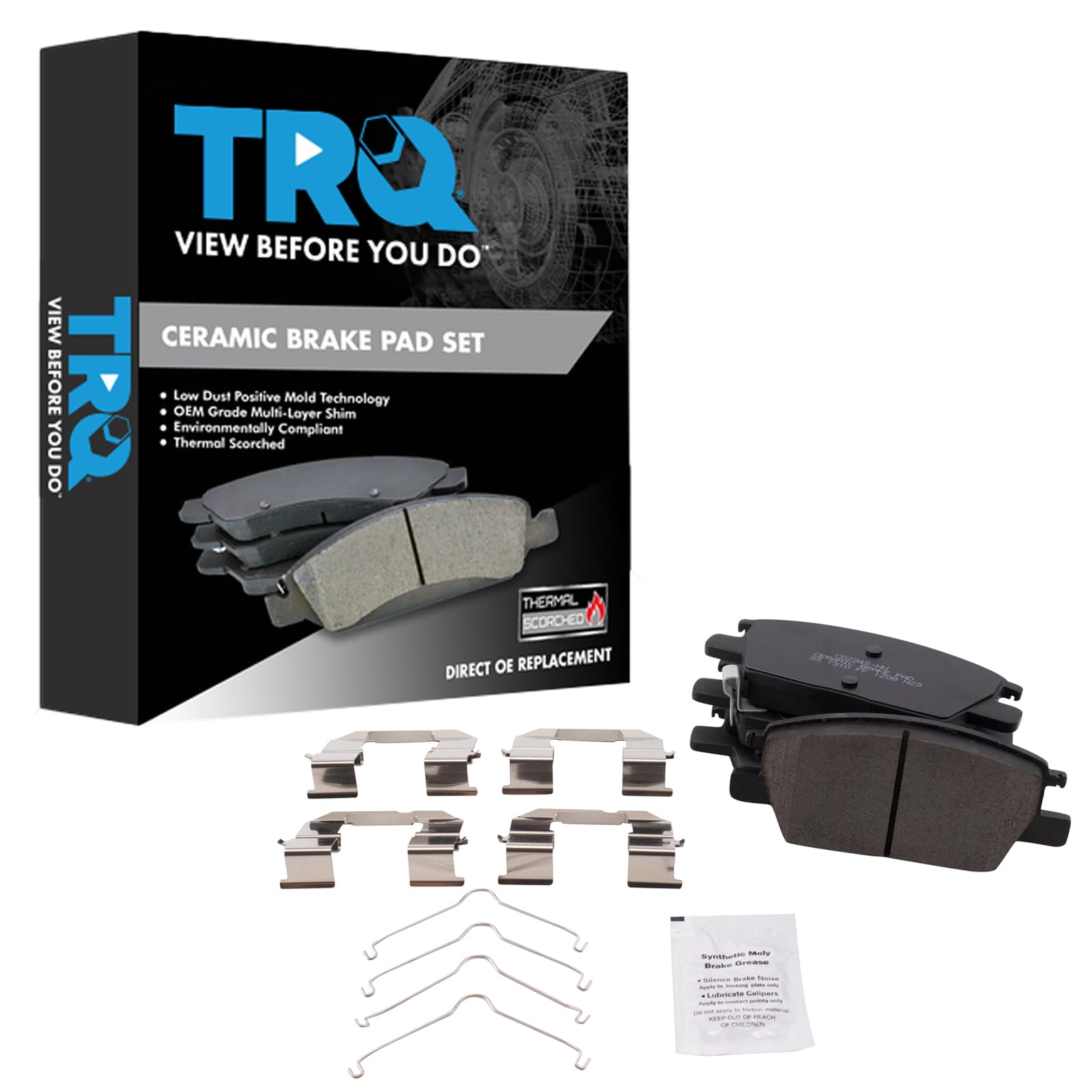 TRQ Front Brake Pads Ceramic Compatible with 2021-2022 Cadillac CT4 2021-2023 Chevrolet Equinox 2020-2023 Malibu GMC Terrain