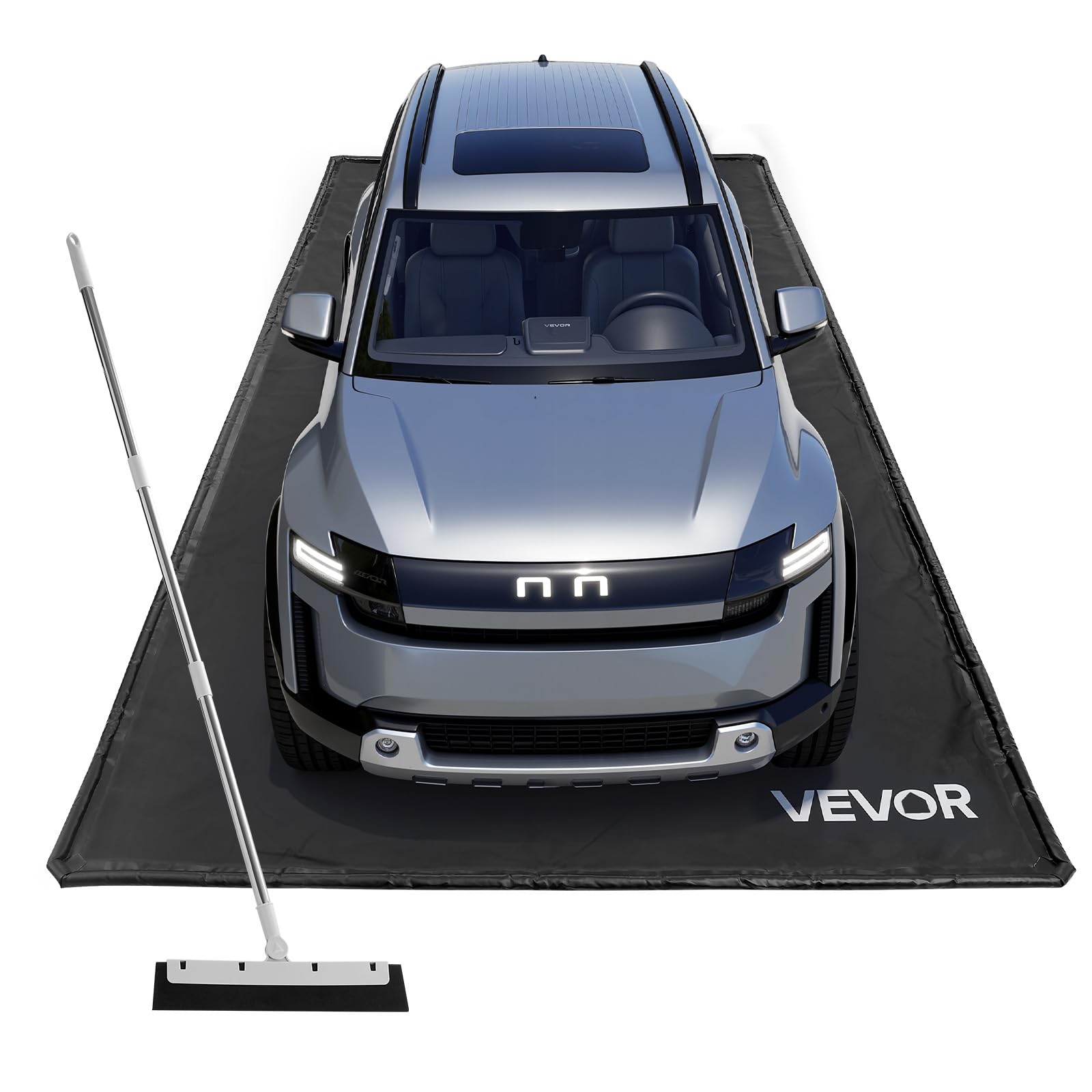 VEVOR Containment Mat, 7 ft 9 in x 16 ft, Non-Slip PVC Garage Floor Mat with a Cleaning Squeegee, Heavy Duty Durable Waterproof 