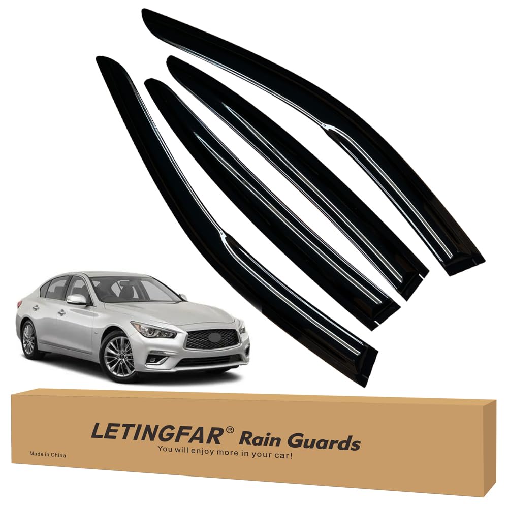 LETINGFAR Window Visors Rain Guards for Infiniti Q50 2014 2015 2016 2017 2018 2019 2020 2021 2022 Accessories, Wind Deflectors V
