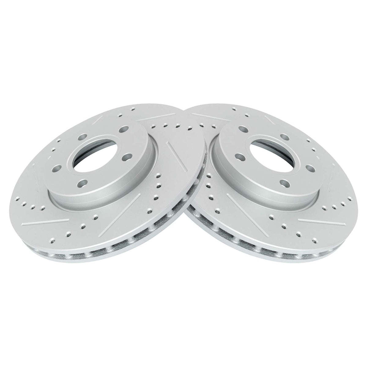 Trq Front Performance Brake Rotors Set Premium G-Coated Cross Drilled & Slotted Compatible With 2013-2018 Ford C-Max 2012-2018 F