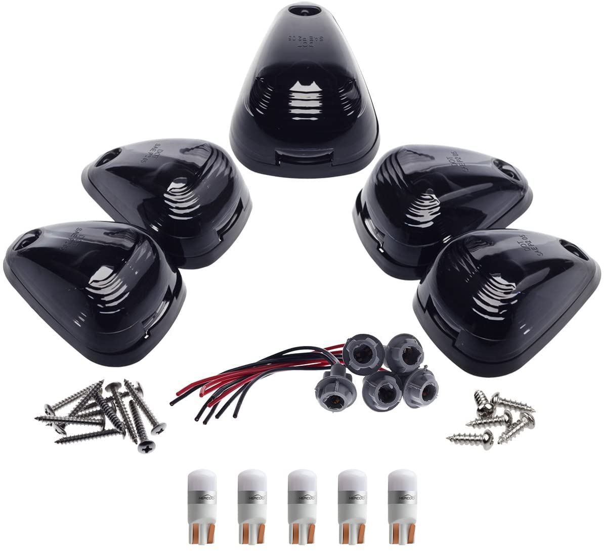 Hercoo Smoke Roof Cab Marker Lights Lens W/Led Assembly Aftermarket Replacement Compatible With F150 F250 F350 F450 F550 Super D