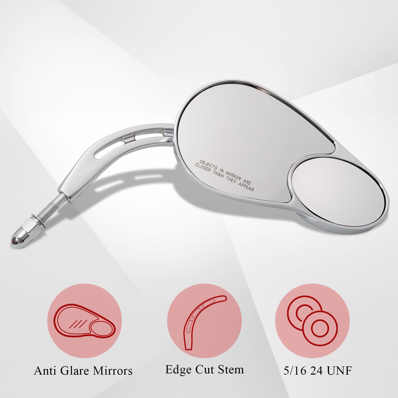 Wowtk Rearview Mirrors,Split Vision Mirrors For Harley 1982-2024 Most Models Road King Street Glide Road Glide Softail Iron 1200 Iron 883 Deluxe Fat Boy Sport Glide Xg750 Xg500,Chrome