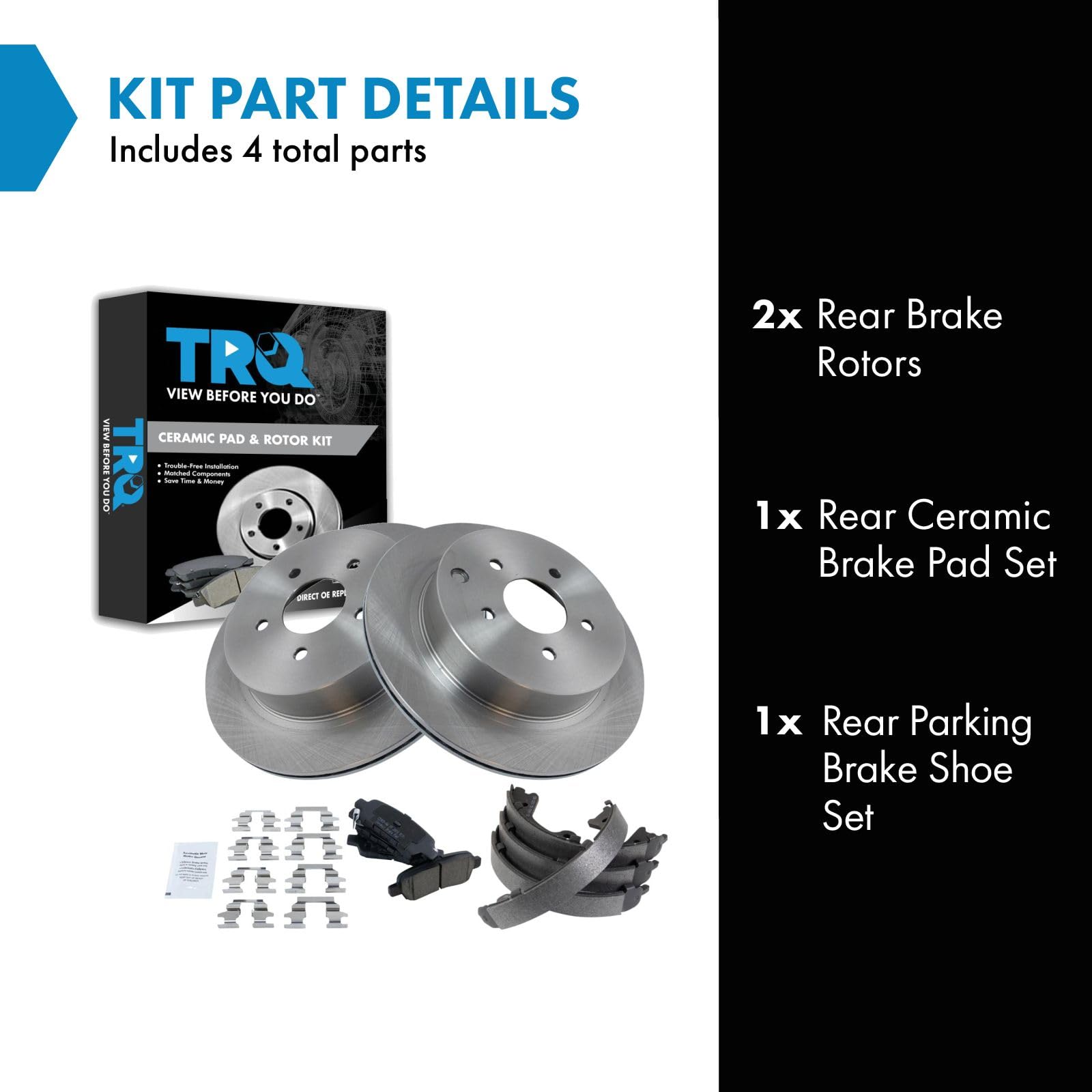 Trq Rear Brake Pad & Rotor Kit Compatible With 2009-2016 Infiniti 2003-2016 Nissan