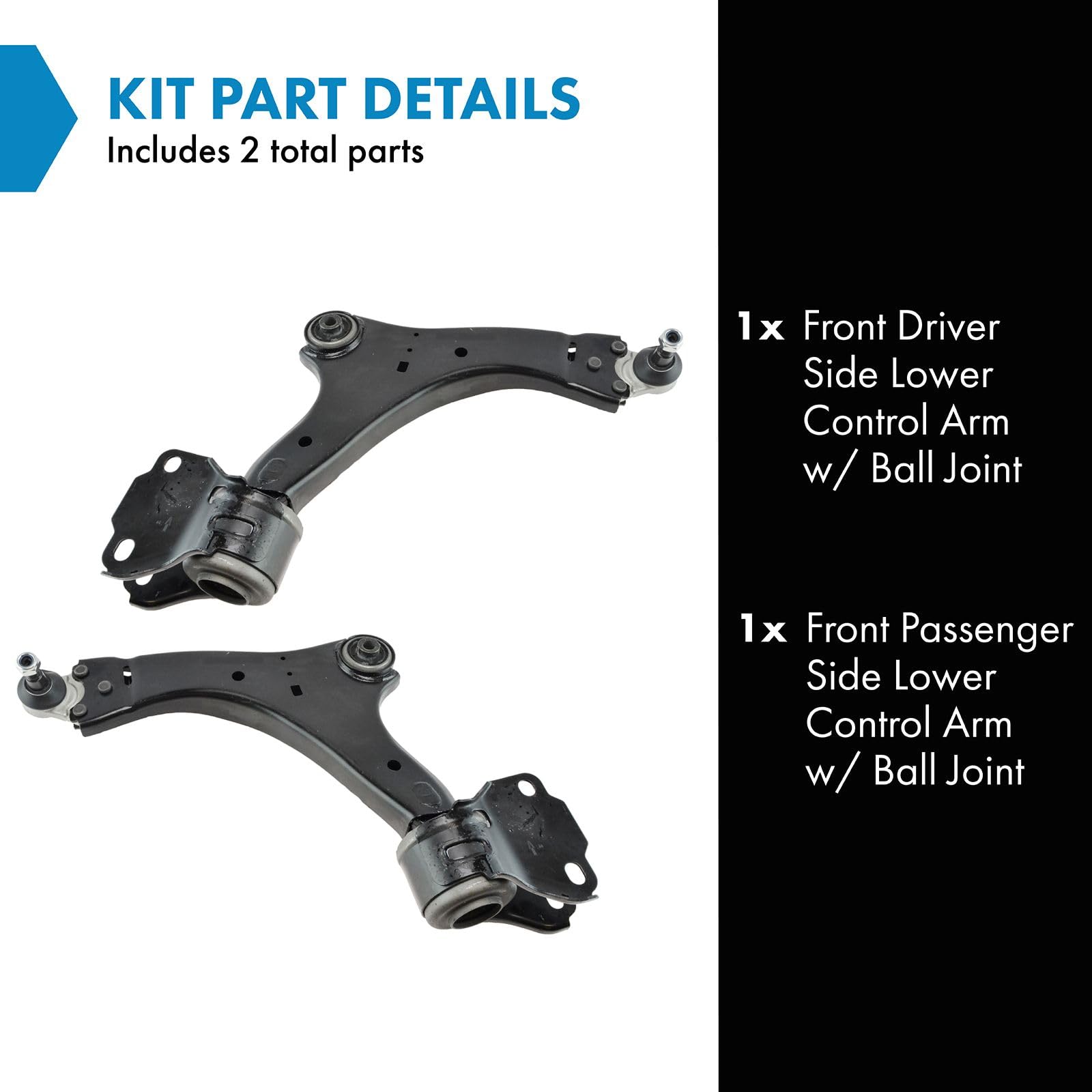 Trq Front Lower Control Arm With Ball Joint Set Compatible With 2008-2015 Land Rover Lr2