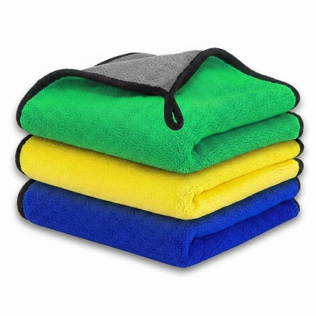 JANGRESA Microfiber Cloth for Car Cleaning (3 Pcs)  Ultra Soft, Thick Plush, Double Sided Microfiber Towel for Car Cleaning, Wa