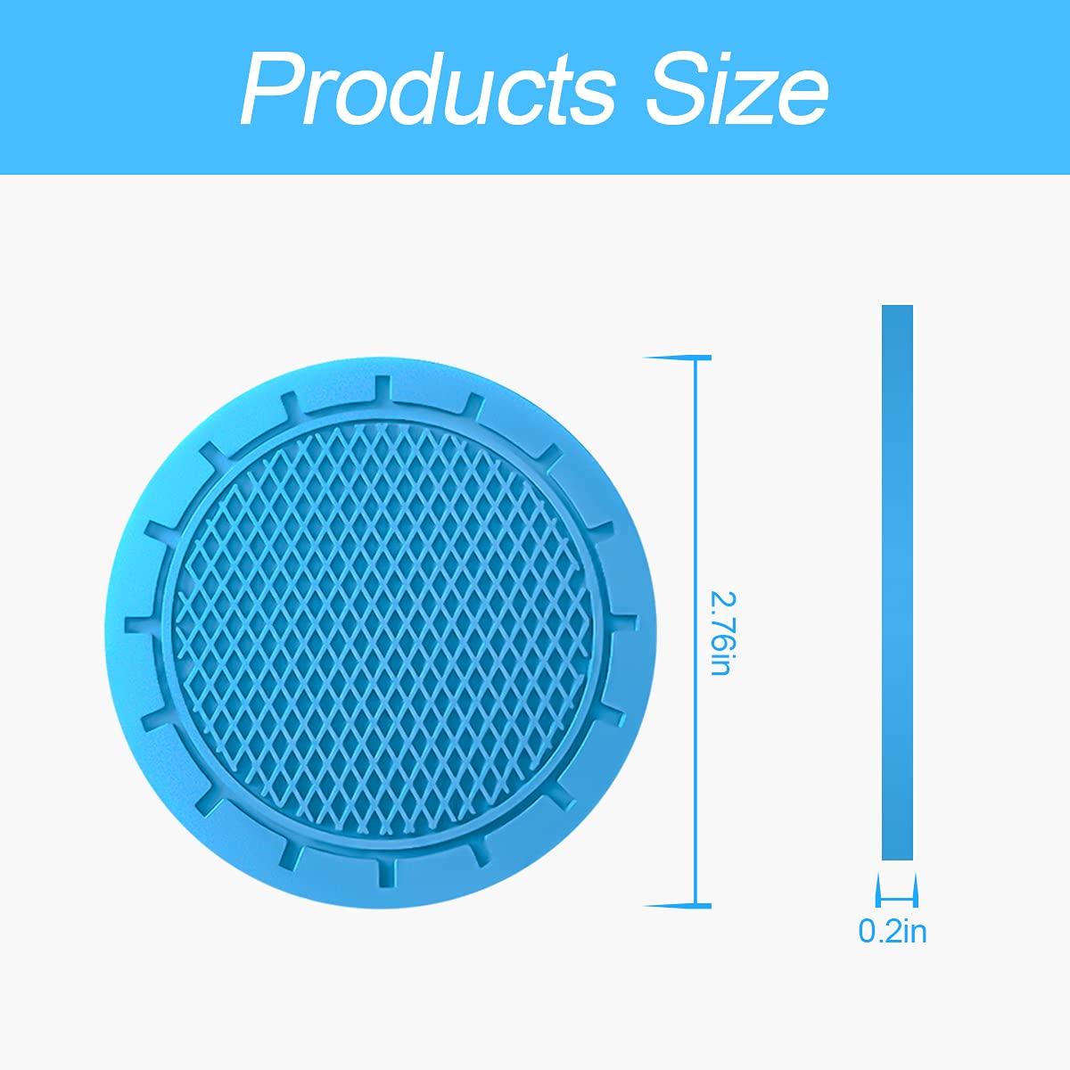 Car Cup Holder Coaster, 4 Pack 2.75 Inch Diameter Non-Slip Universal Insert Coaster, Durable, Suitable For Most Car Interior, Car Accessory For Women Men (Light Blue)