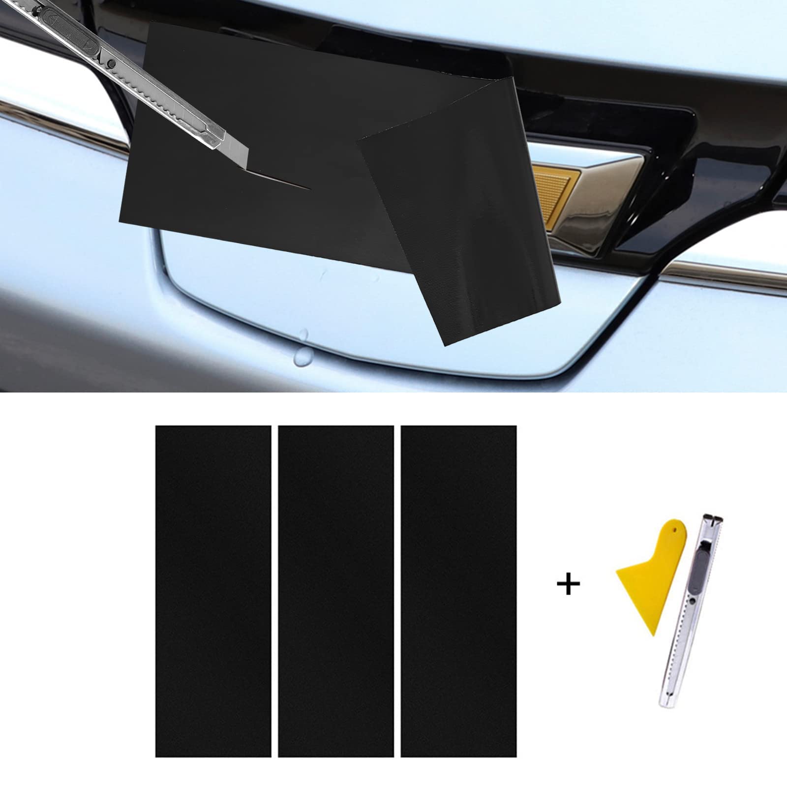 Lanzmyan Compatible With Bowtie Logo Wrap Stickers Cut-Your-Own Emblem Overlay Diy Decals For Chevy 3Pcs Matte Black